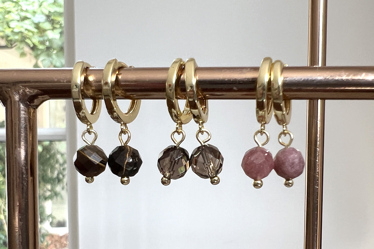 August Birthstone Earrings - Gold & Tigers Eye - Boho Betty