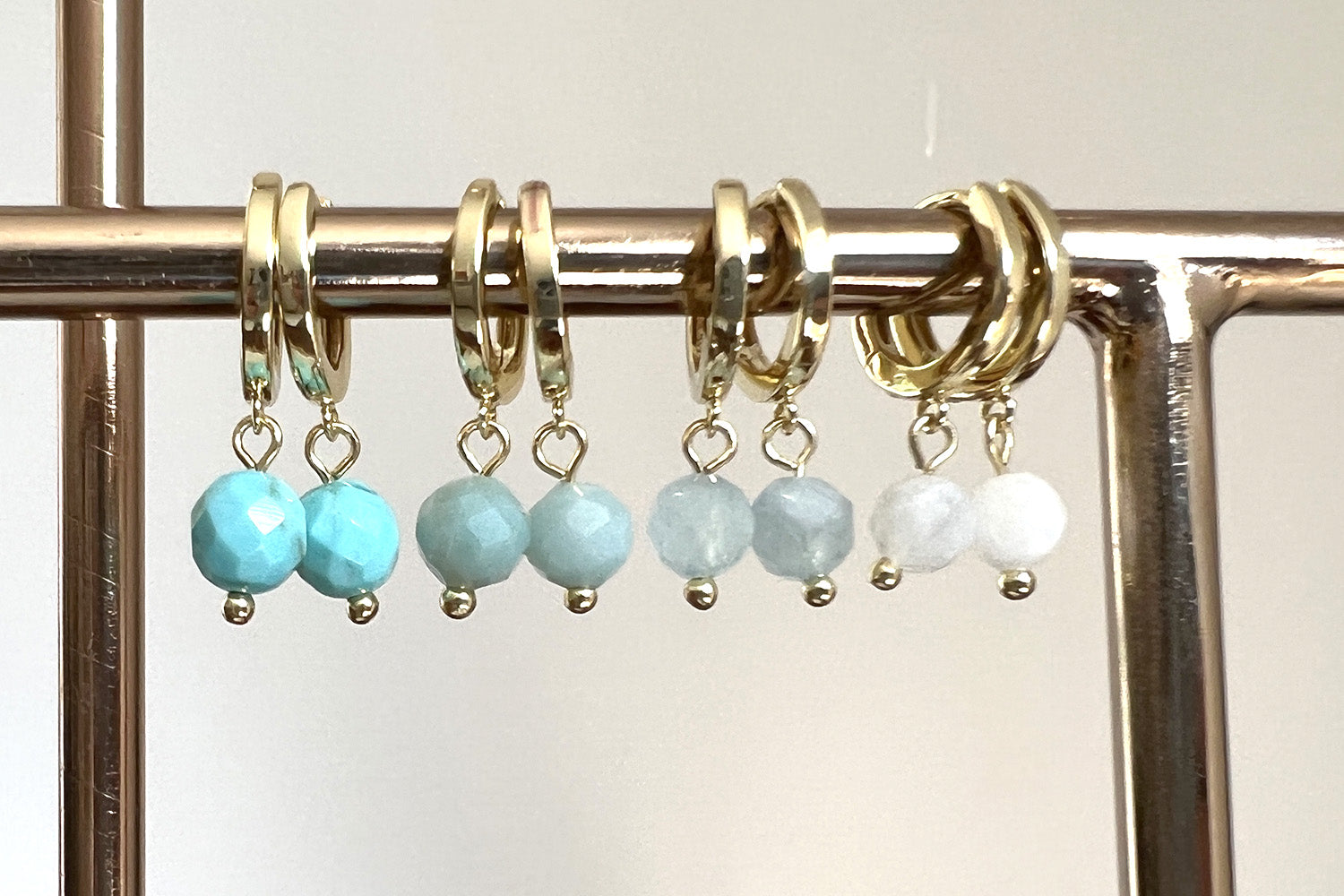 March Birthstone Earrings - Gold & Aquamarine - Boho Betty