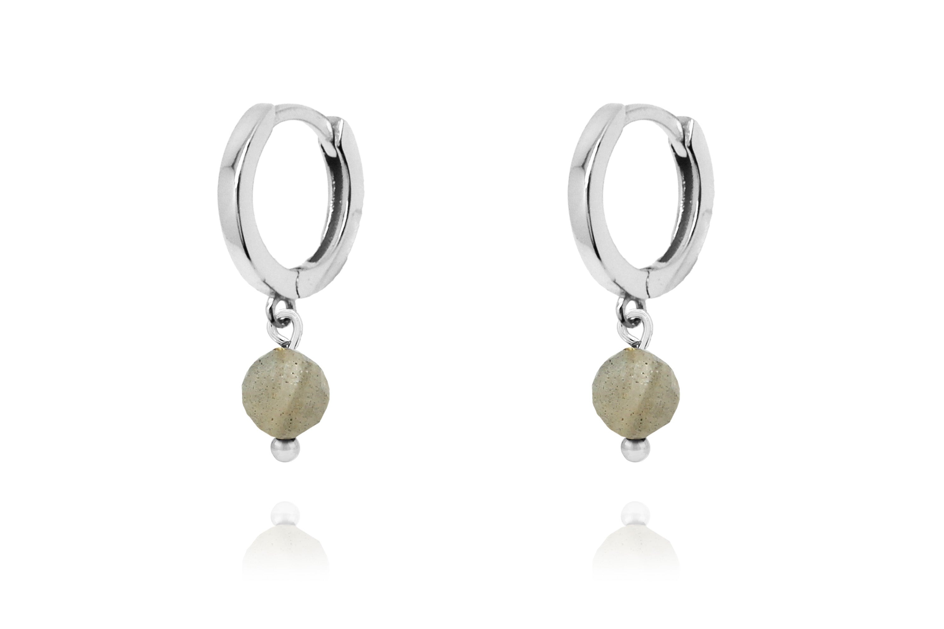 November Birthstone Earrings - Silver & Labradorite - Boho Betty