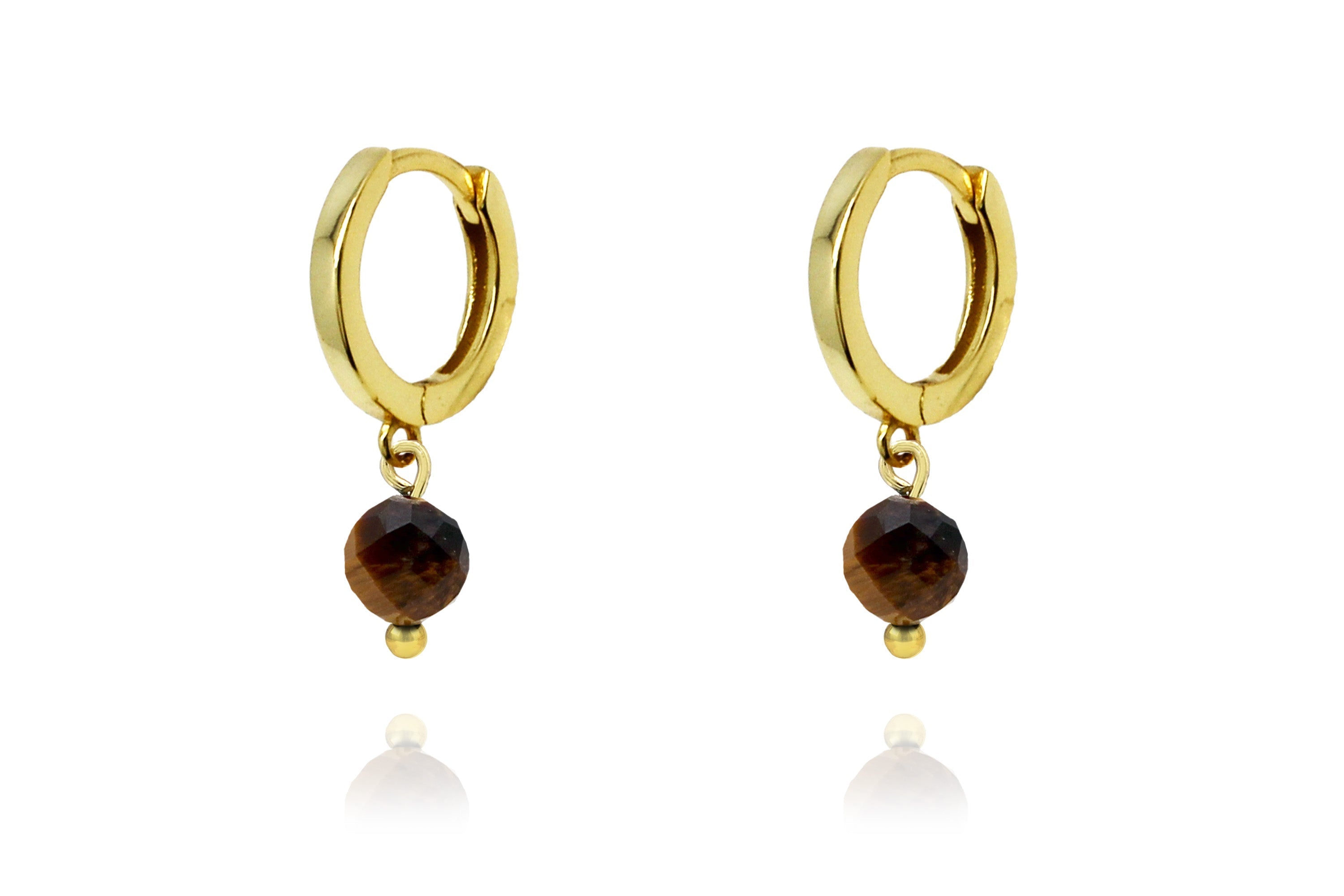 August Birthstone Earrings - Gold & Tigers Eye - Boho Betty