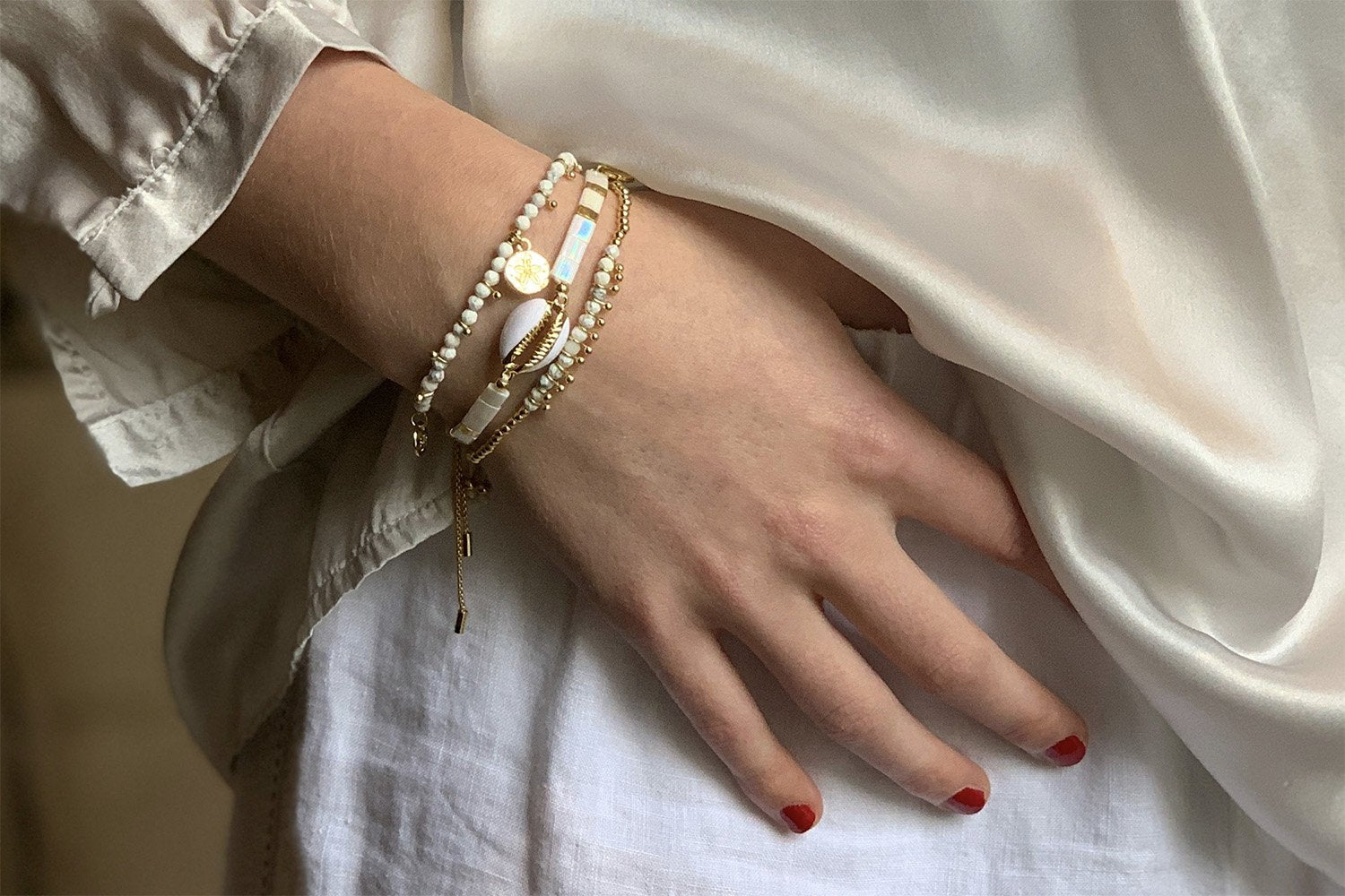 Serasa Gold & White Charm Bracelet - Boho Betty
