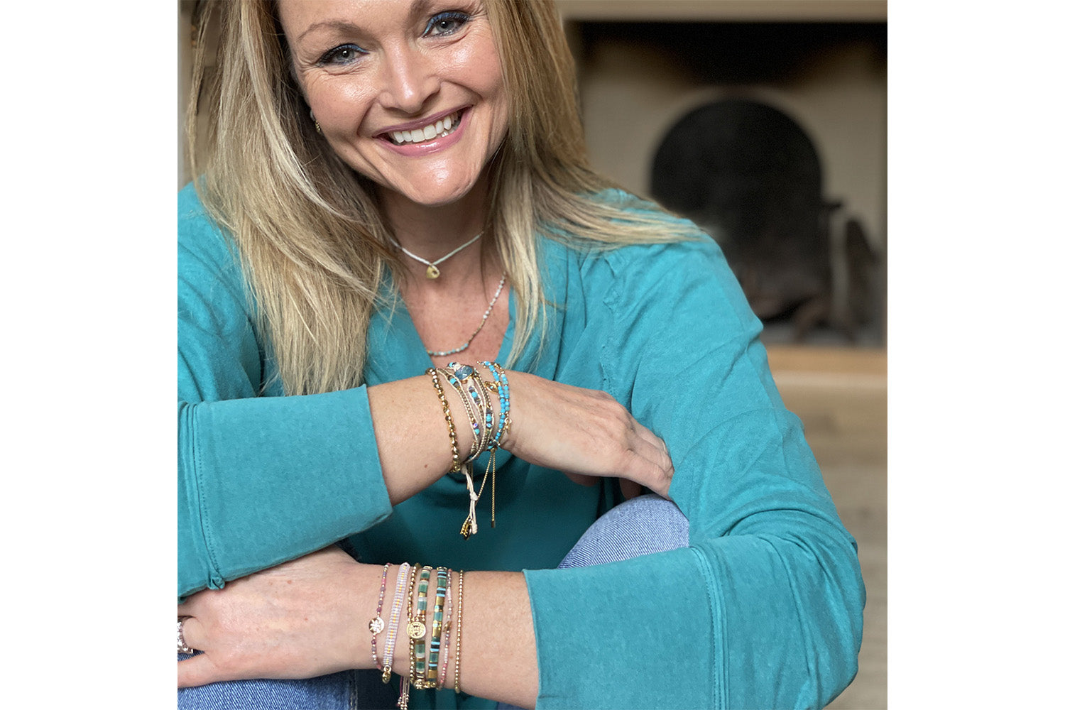 Apollo Gold & Mint Bead Short Necklace - Boho Betty