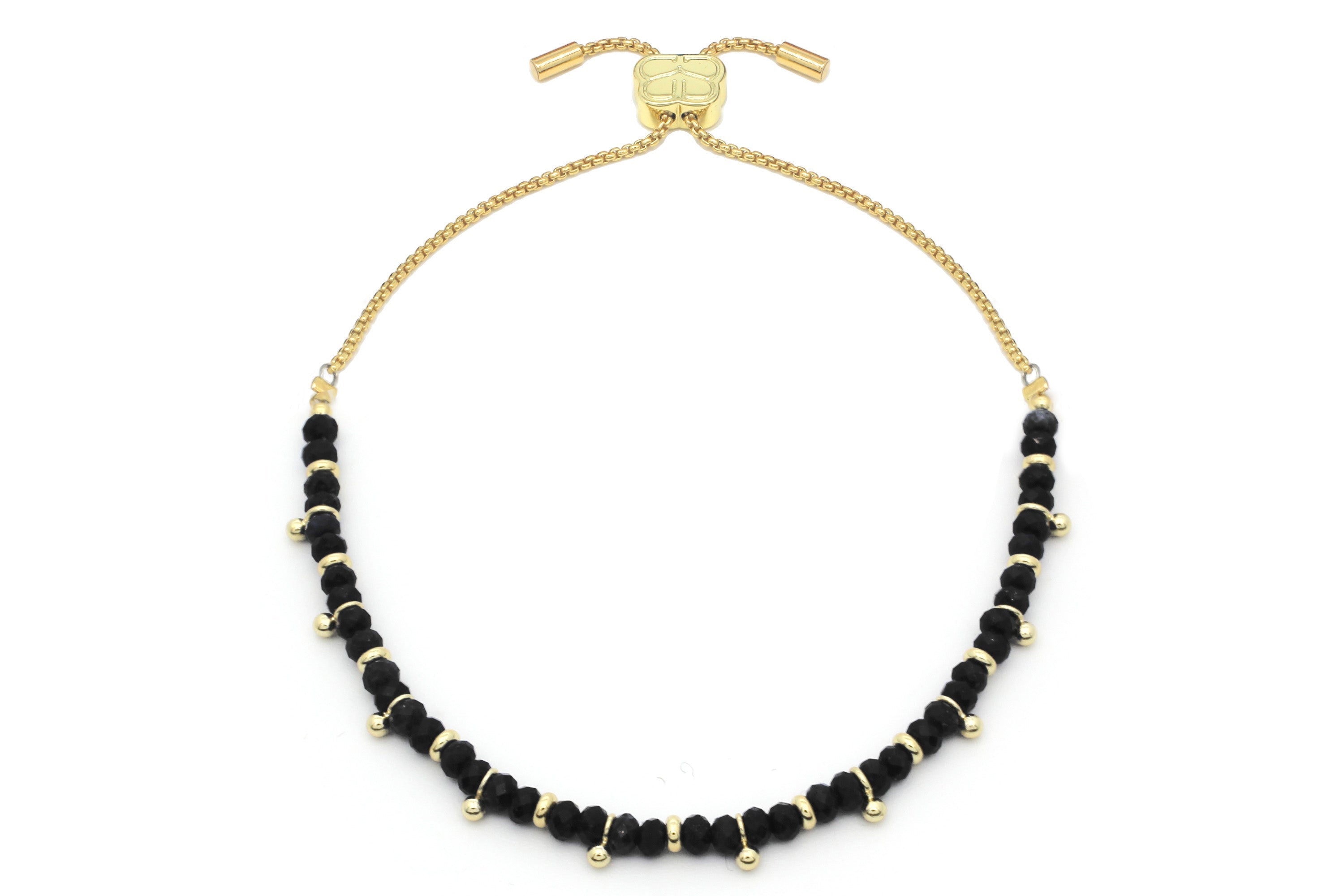 Harmony Black Spinel Gold Bracelet - Boho Betty