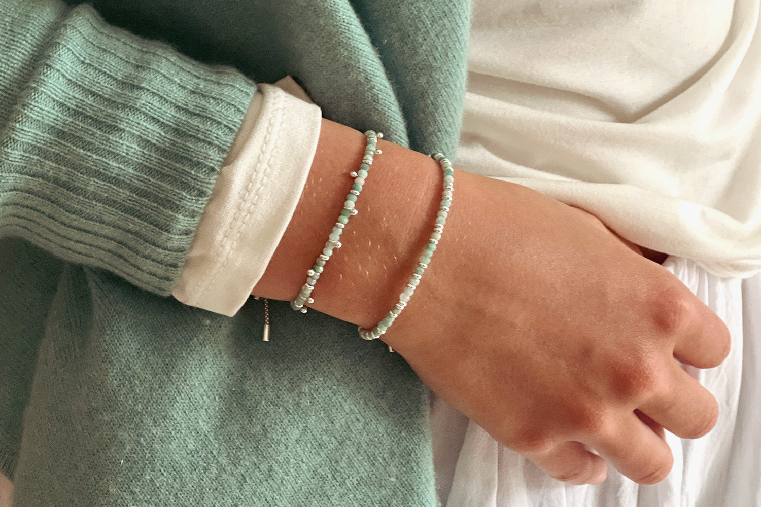 Harmony Amazonite Silver Bracelet - Boho Betty