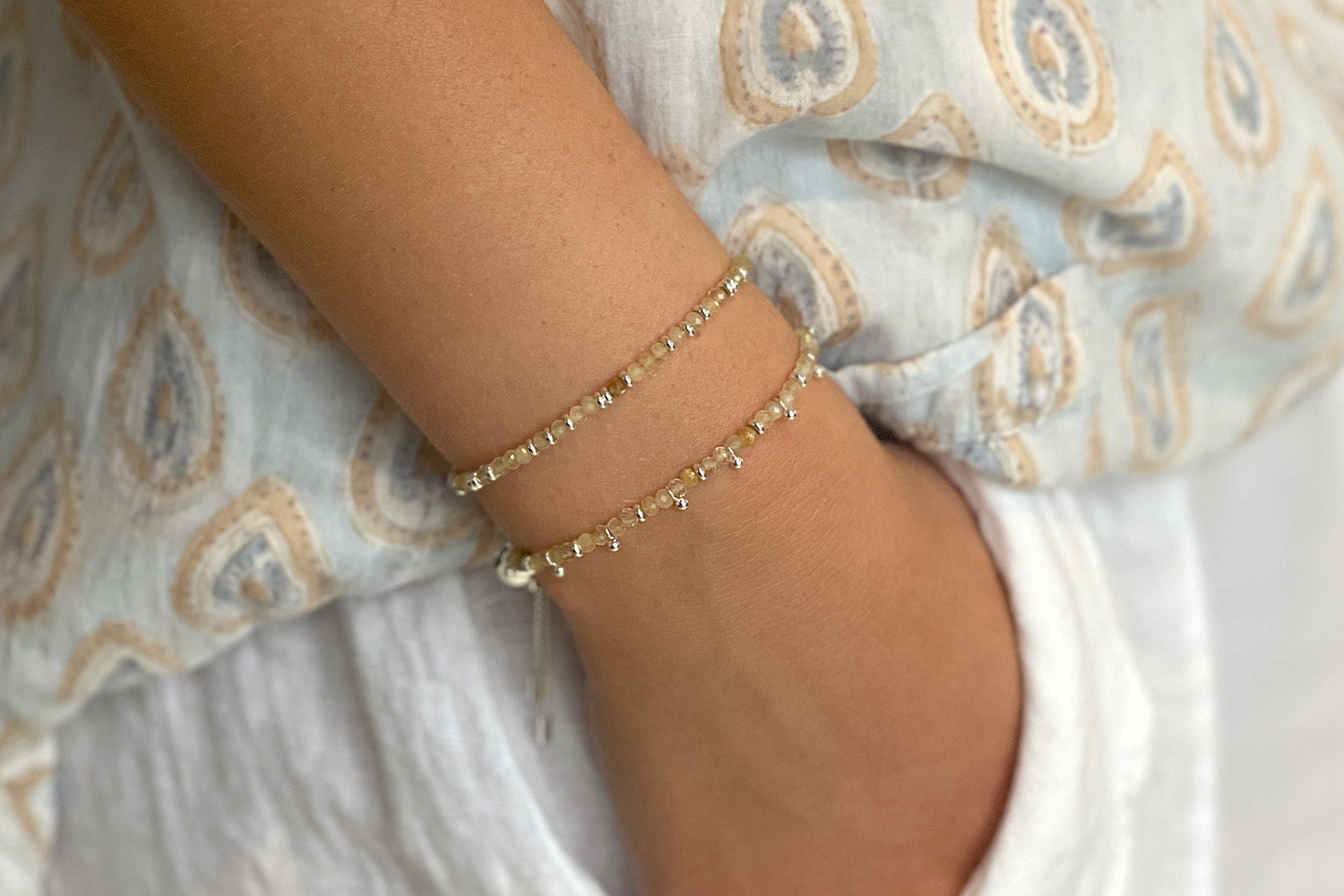 Harmony Citrine Silver Bracelet - Boho Betty