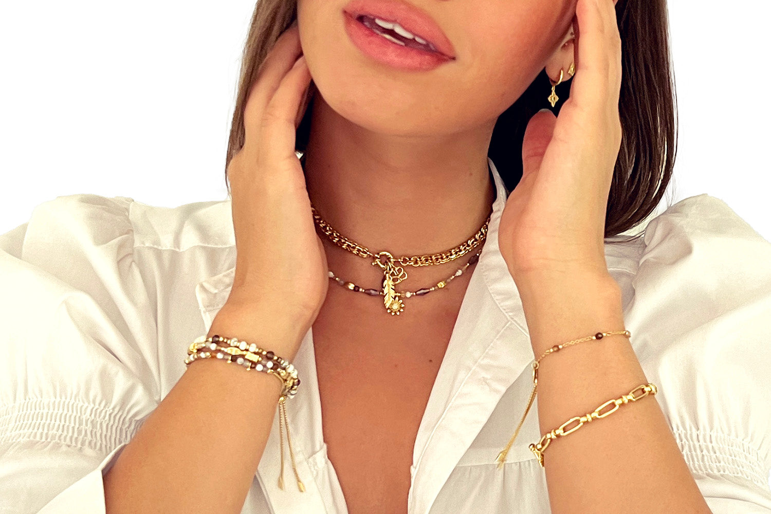 Ishtar Chunky Gold Charm Necklace - Boho Betty