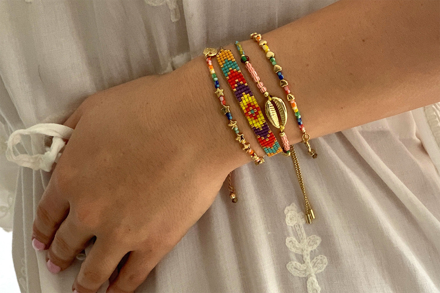 Angel Stars Multicoloured Miyuki Bead Friendship Bracelet | Boho Betty
