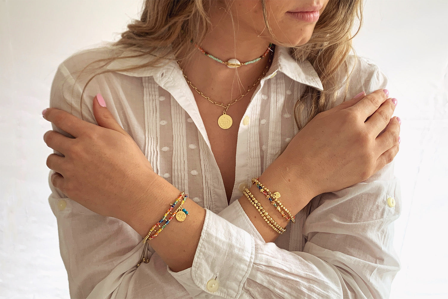 Amrum Multicolour & Gold Charm Bracelet - Boho Betty