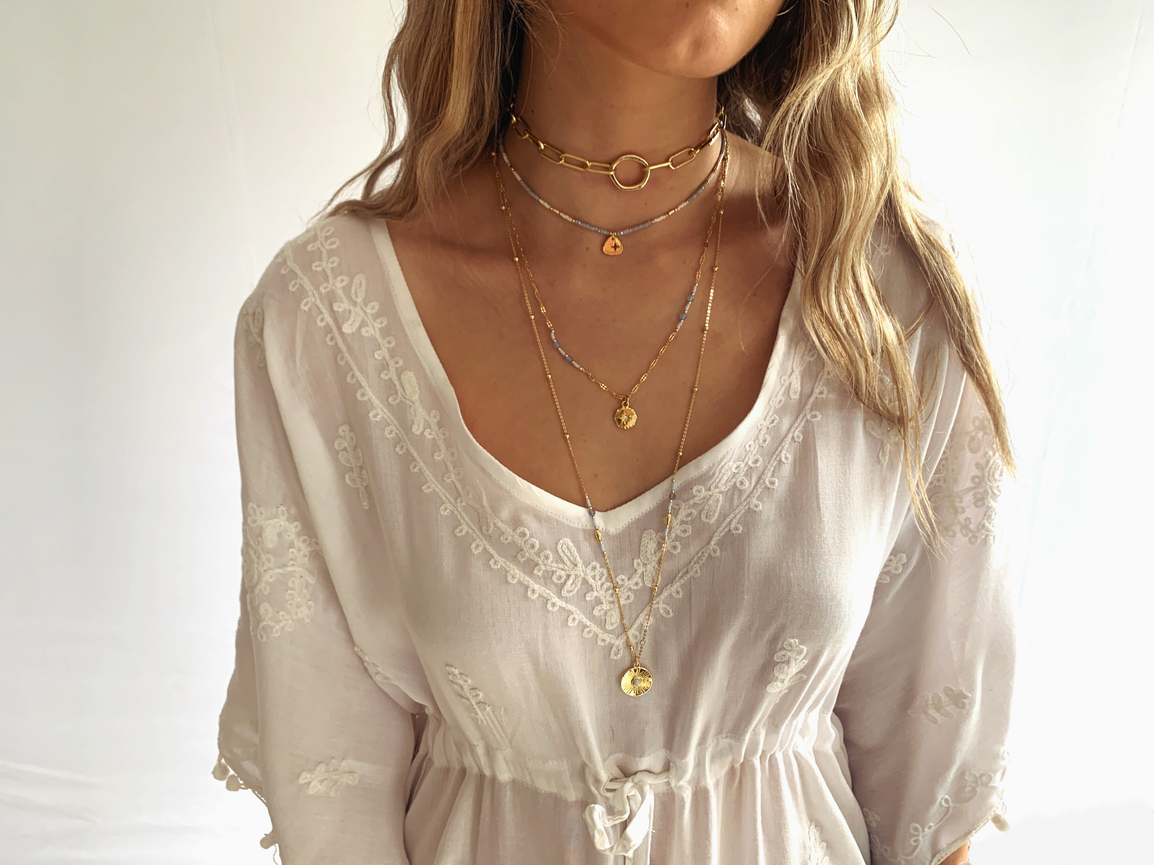 Bella Grey 3 Layering Necklace Set - Boho Betty