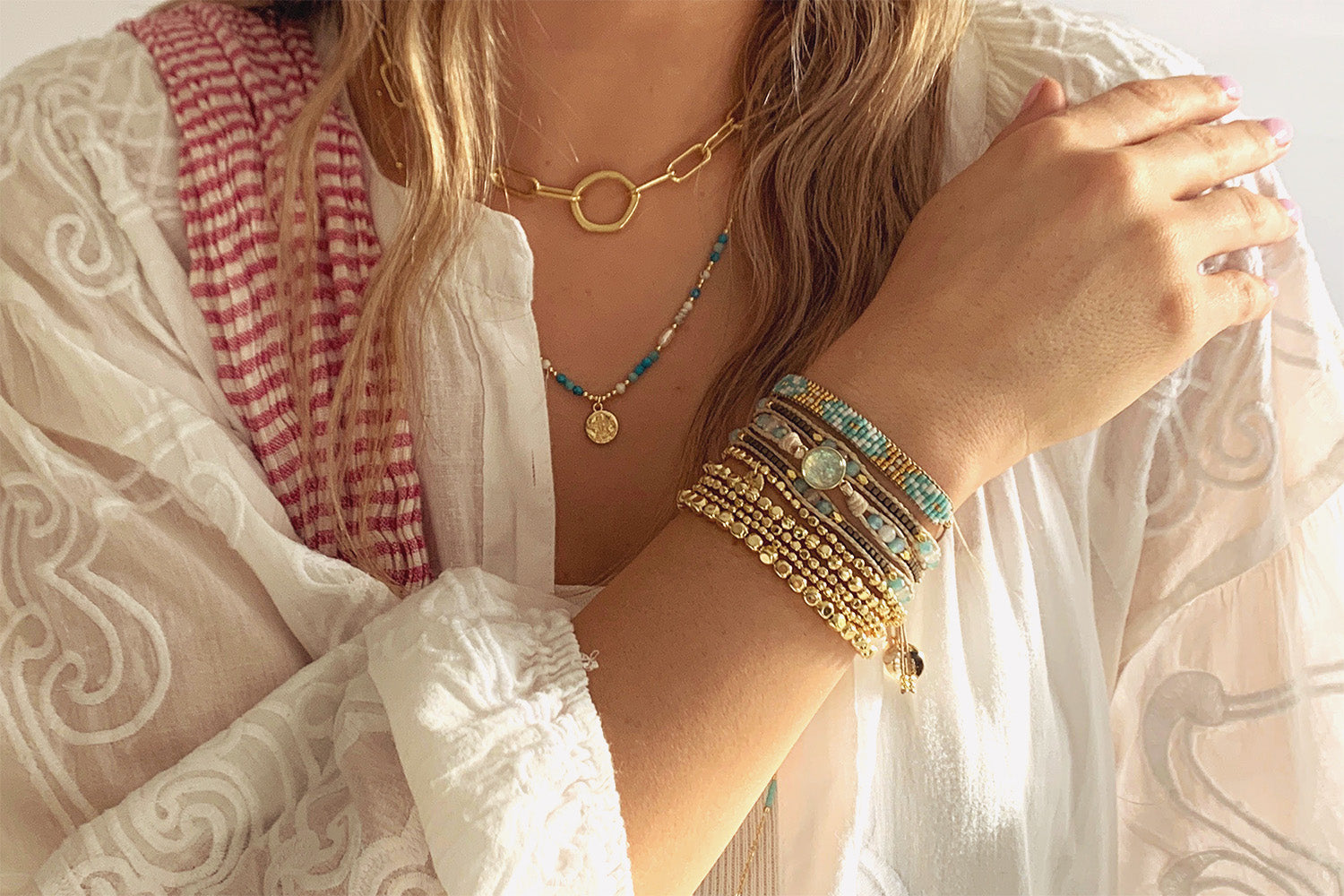 Lucerne Gold 6 Layered Bracelet Stack - Boho Betty