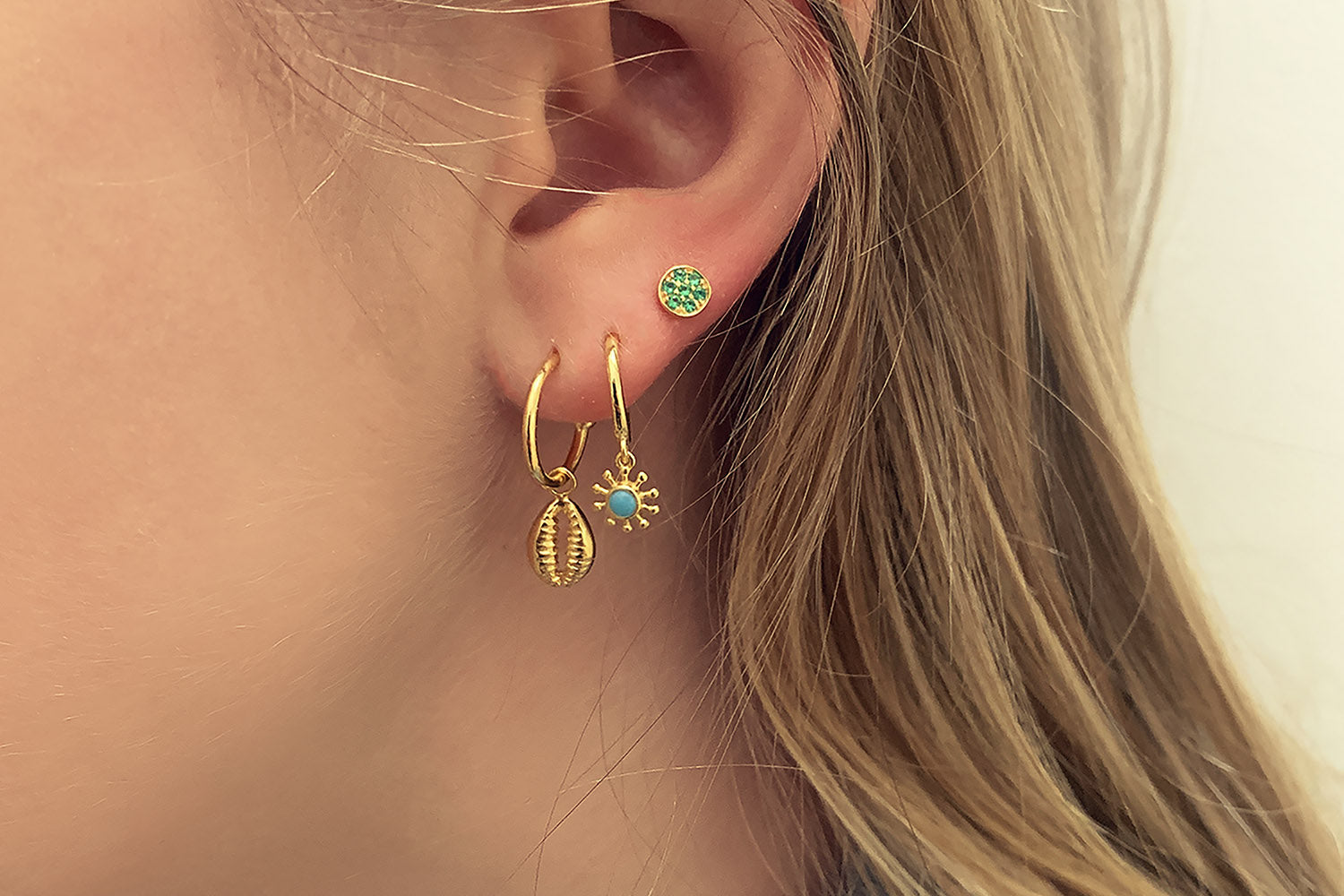 Tatyana Gold Shell Half Hoop Earrings - Boho Betty