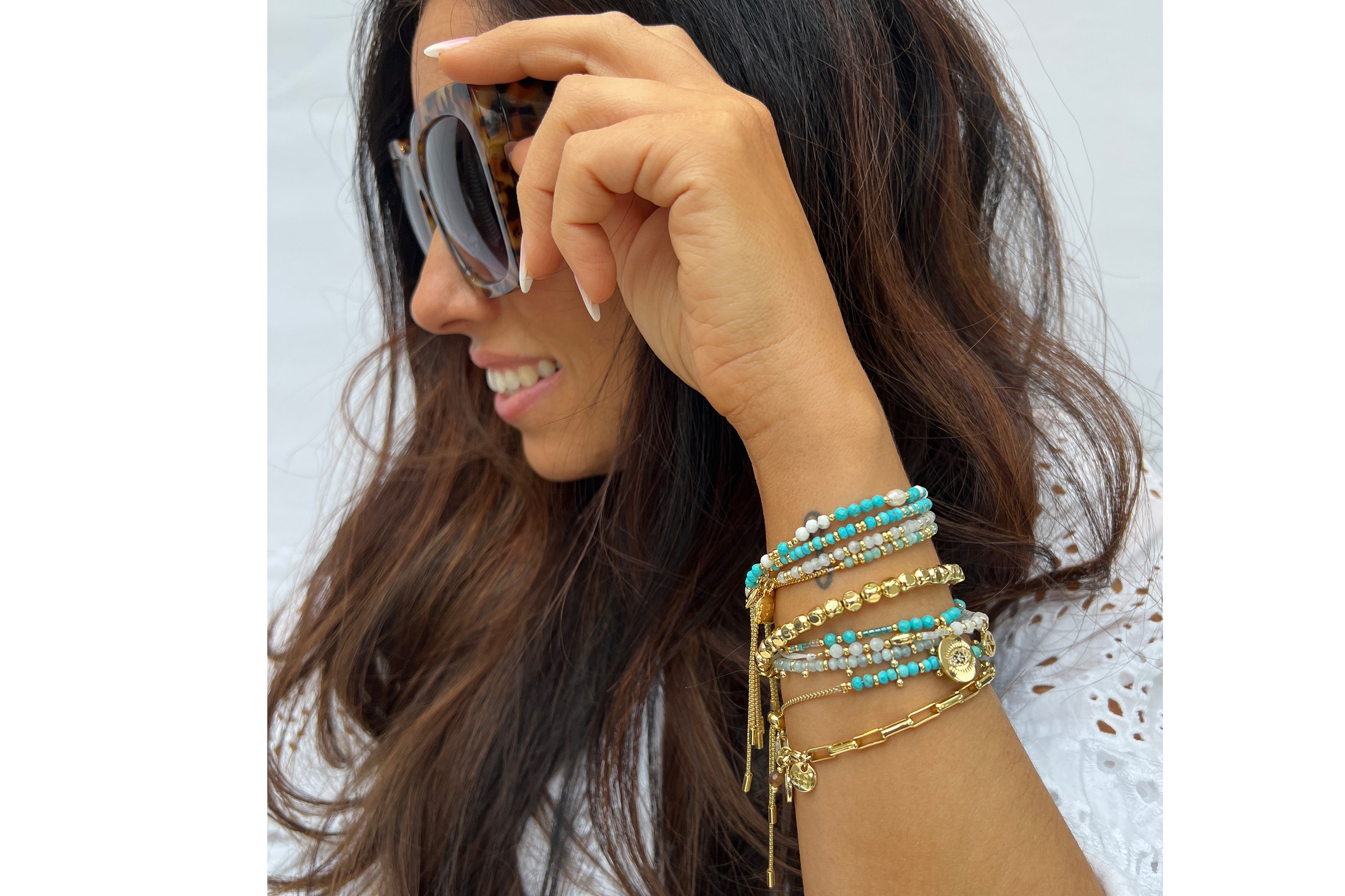 Manassa Blue Stretch Gemstone Bracelet - Boho Betty