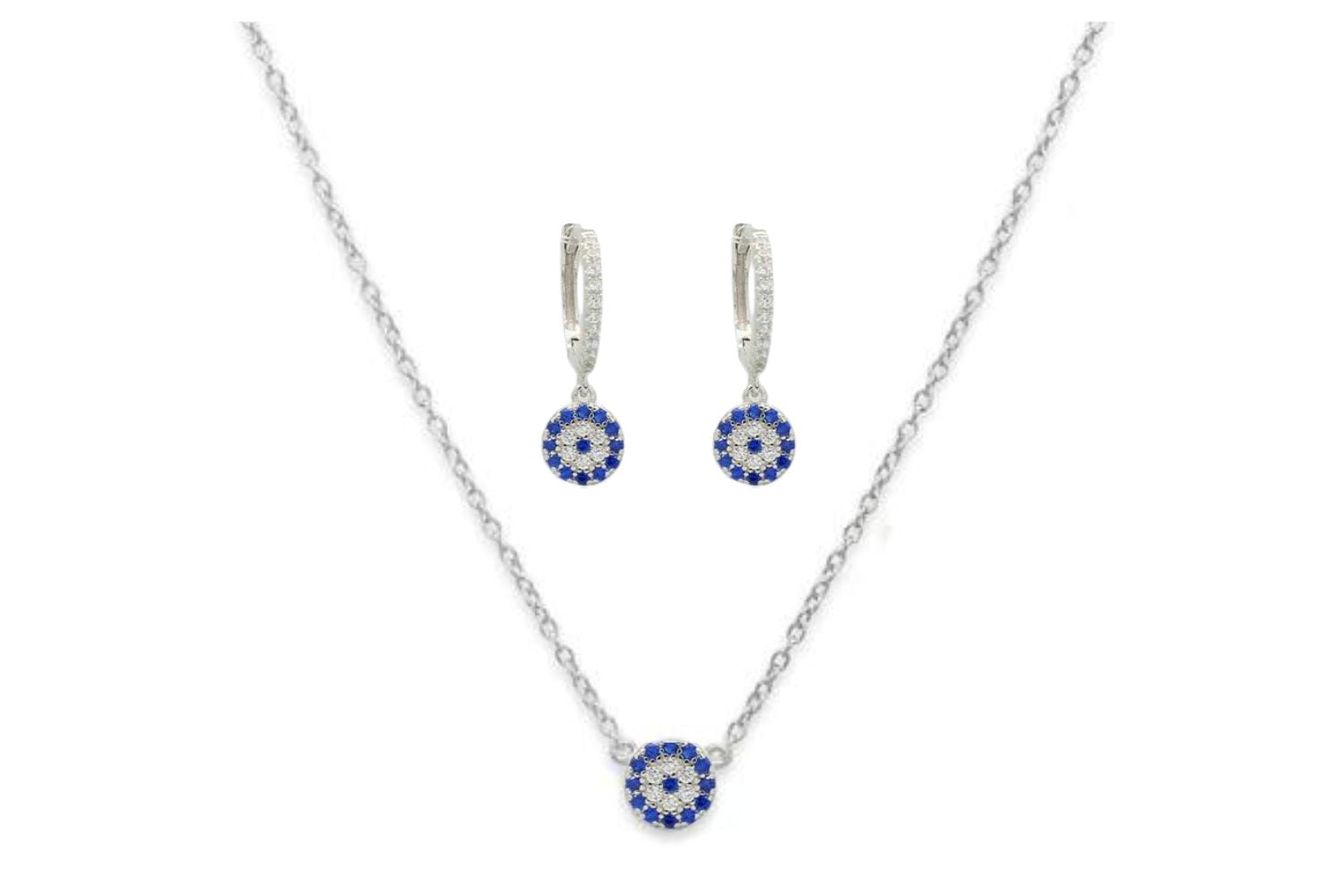 Marnier Blue & Silver Necklace & Earring Gift Set - Boho Betty