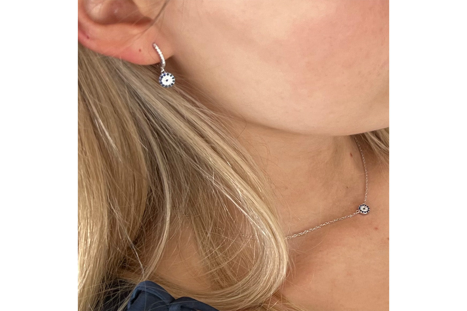 Marnier Blue & Silver Necklace & Earring Gift Set - Boho Betty