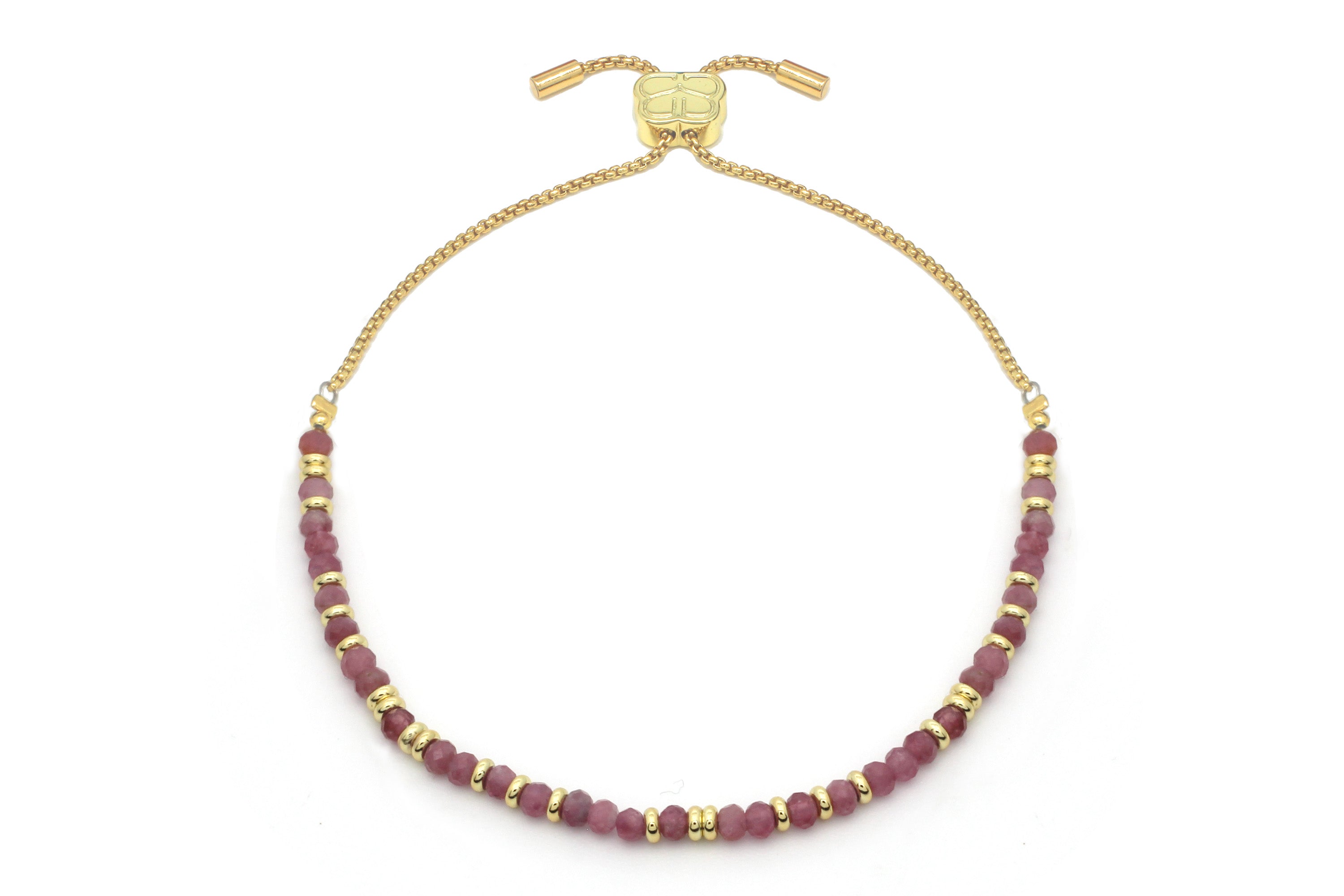 Mystical Pink Tourmaline Gold Bracelet - Boho Betty