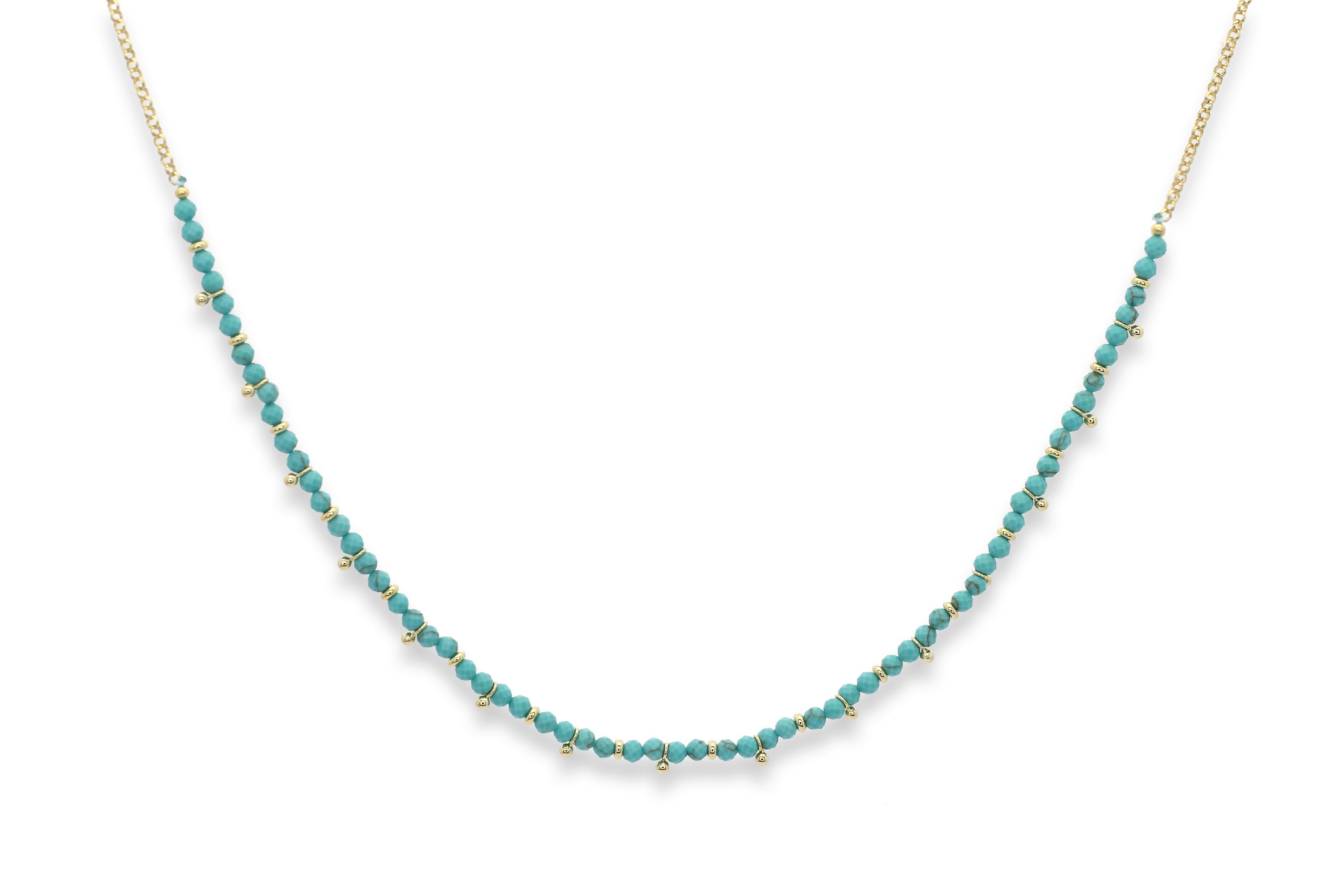 Salus Turquoise Gemstone Gold Neckace - Boho Betty