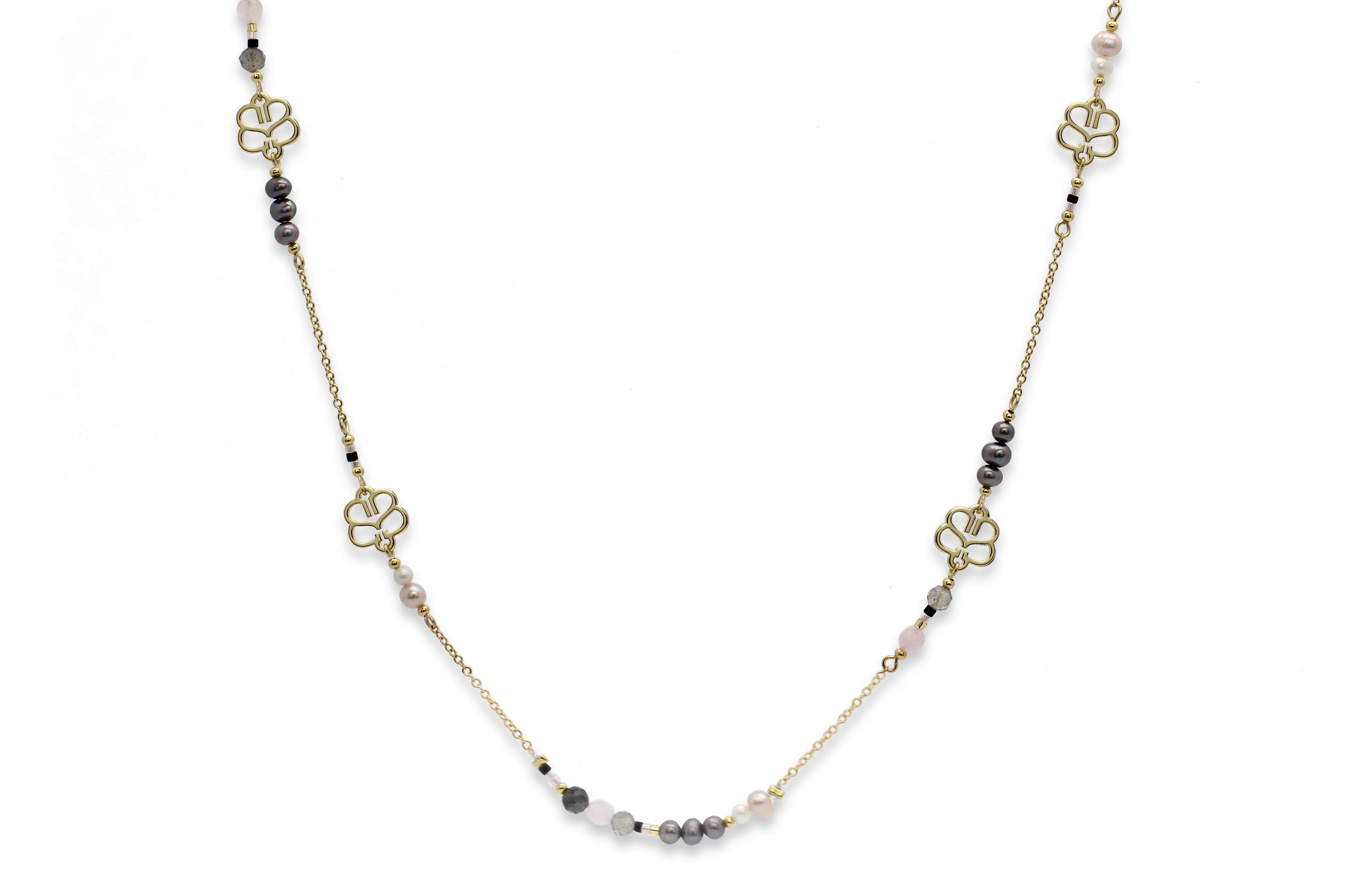 Carna Pearl Gemstone Long Necklace - Boho Betty