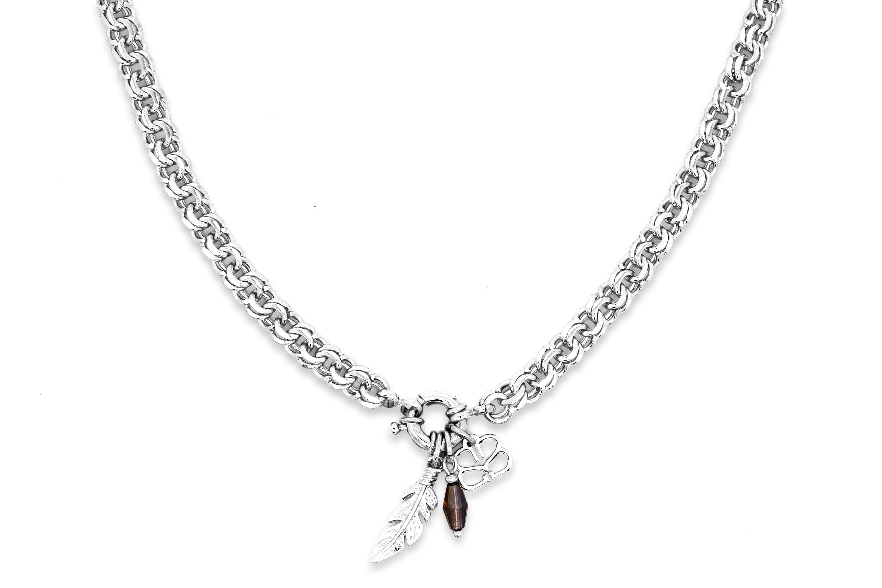 Ishtar Chunky Silver Charm Necklace - Boho Betty