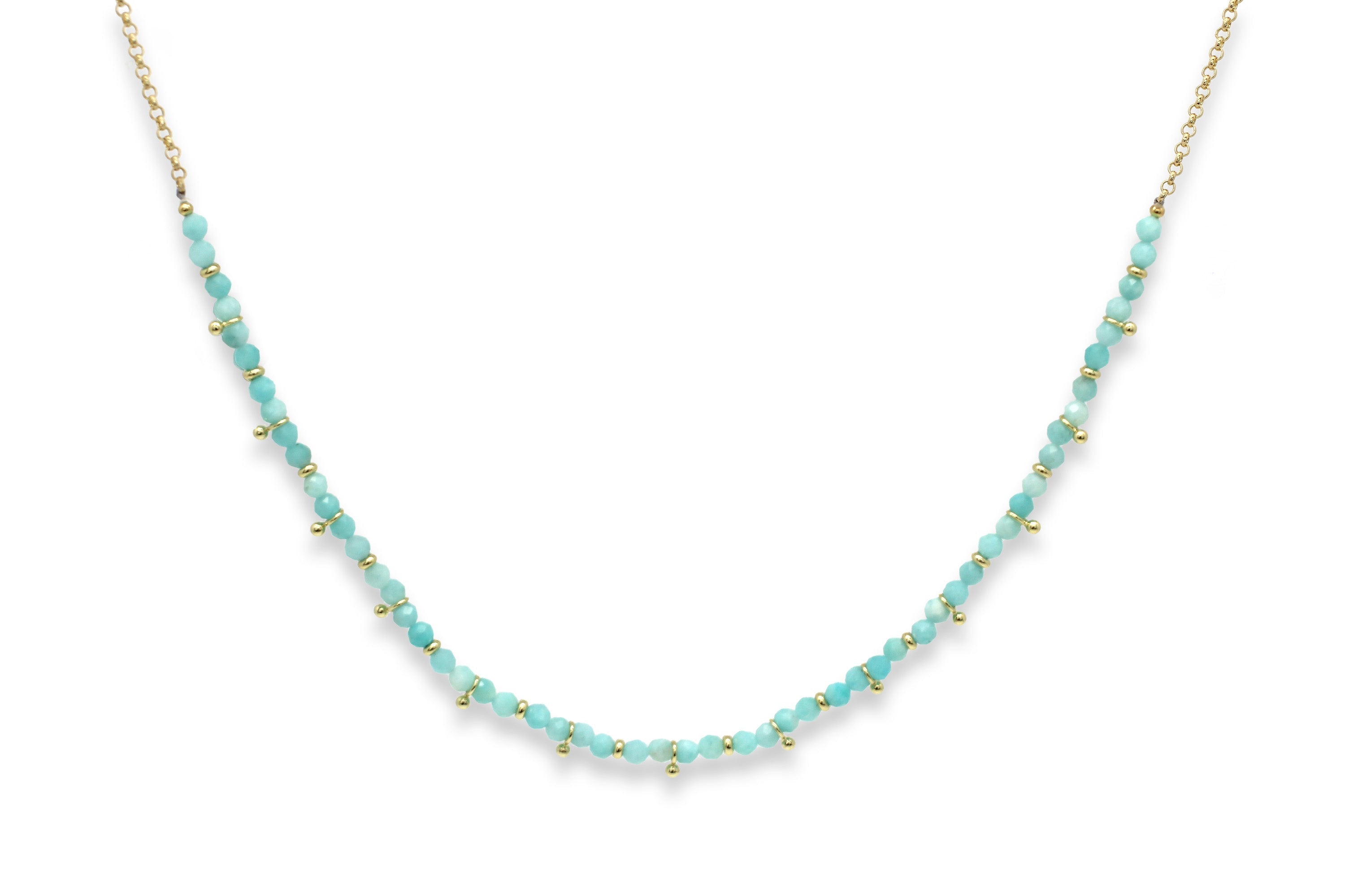 Salus Amazonite Gemstone Gold Necklace - Boho Betty