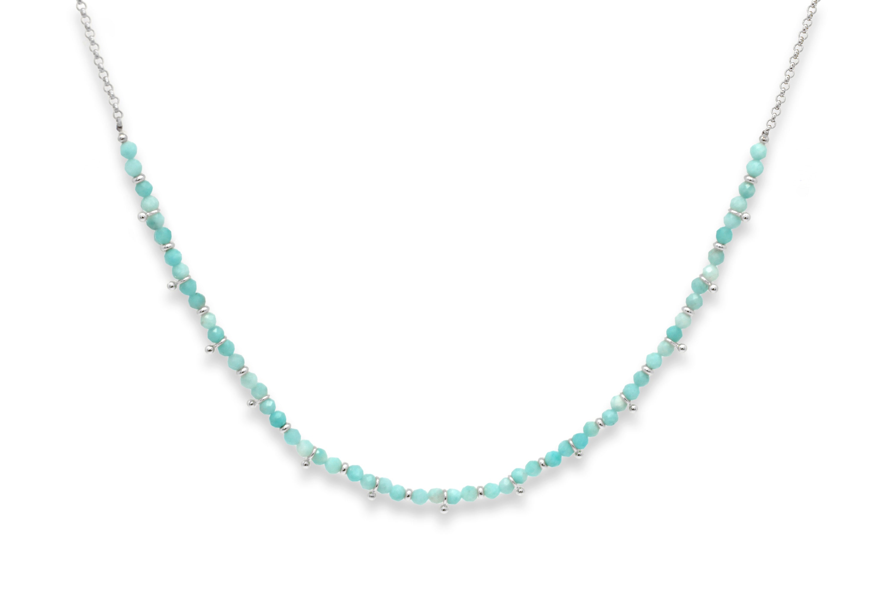 Salus Amazonite Gemstone Silver Necklace - Boho Betty