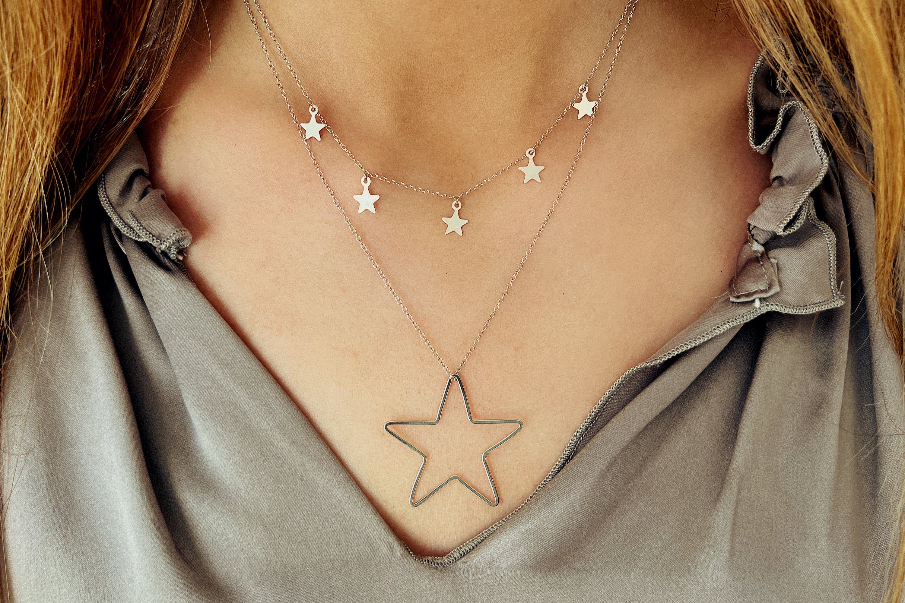 Asti Silver Star Charm Necklace - Boho Betty