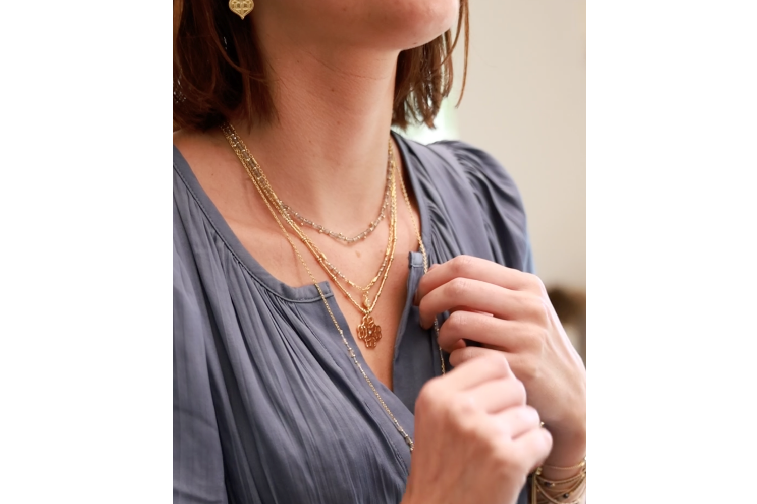 Icon Gold Beaded Pendant Necklace - Boho Betty