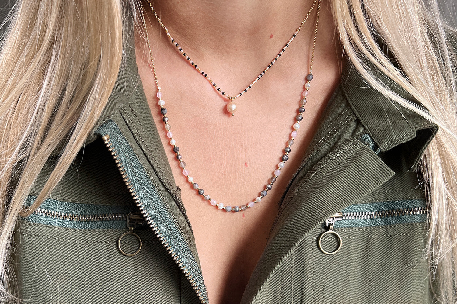 Mullo Pearl & Gemstone Gold Necklace - Boho Betty