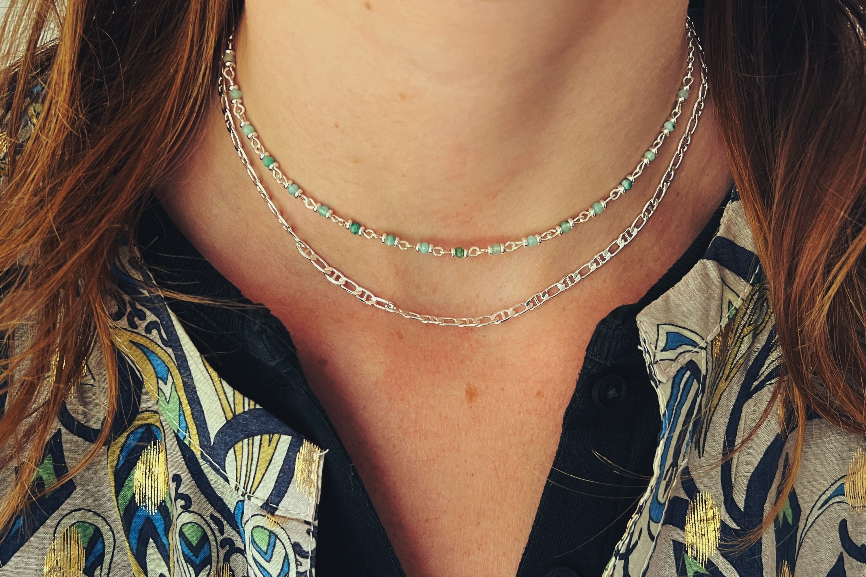 Panacea Amazonite Silver Gemstone Necklace - Boho Betty