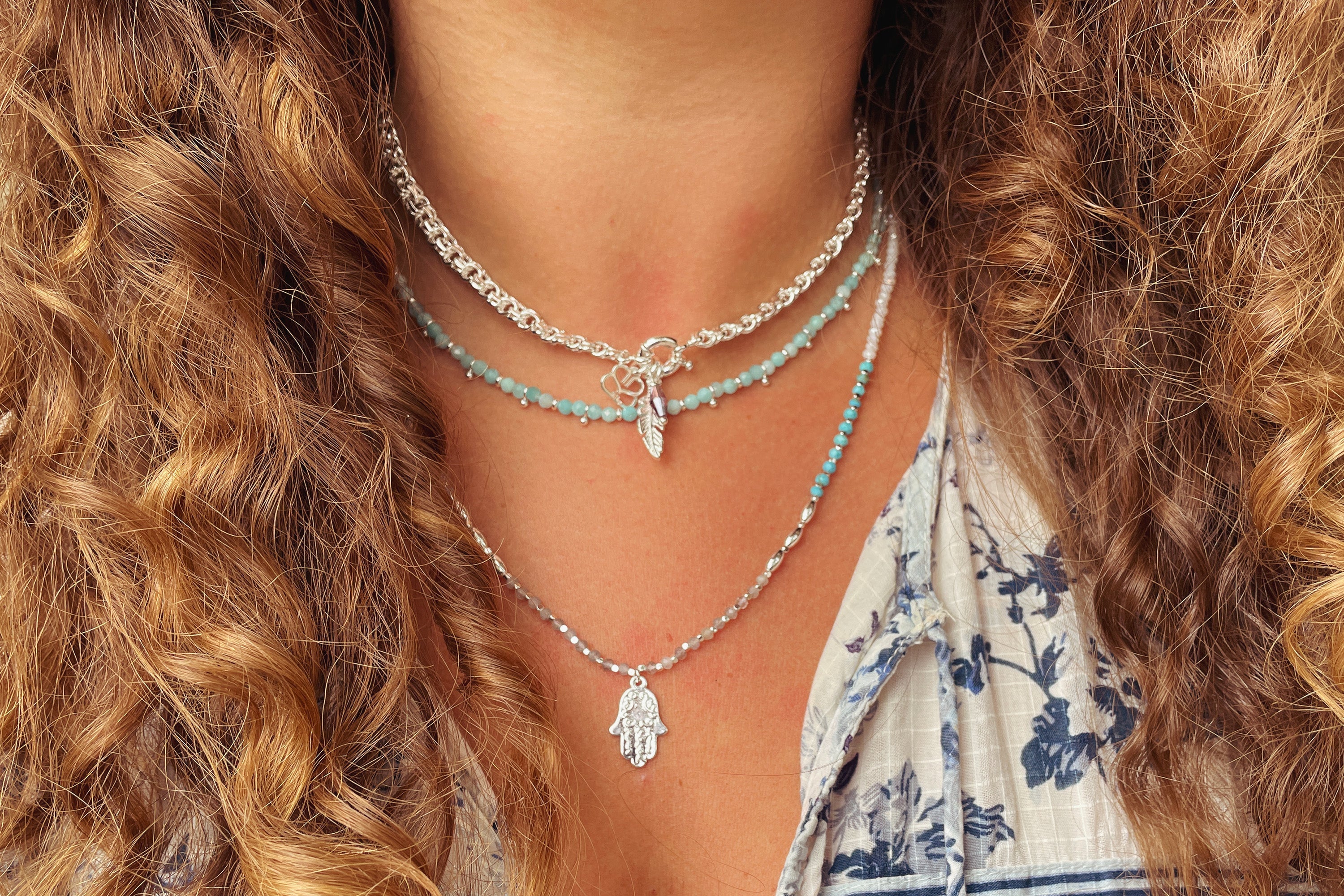 Ishtar Chunky Silver Charm Necklace - Boho Betty