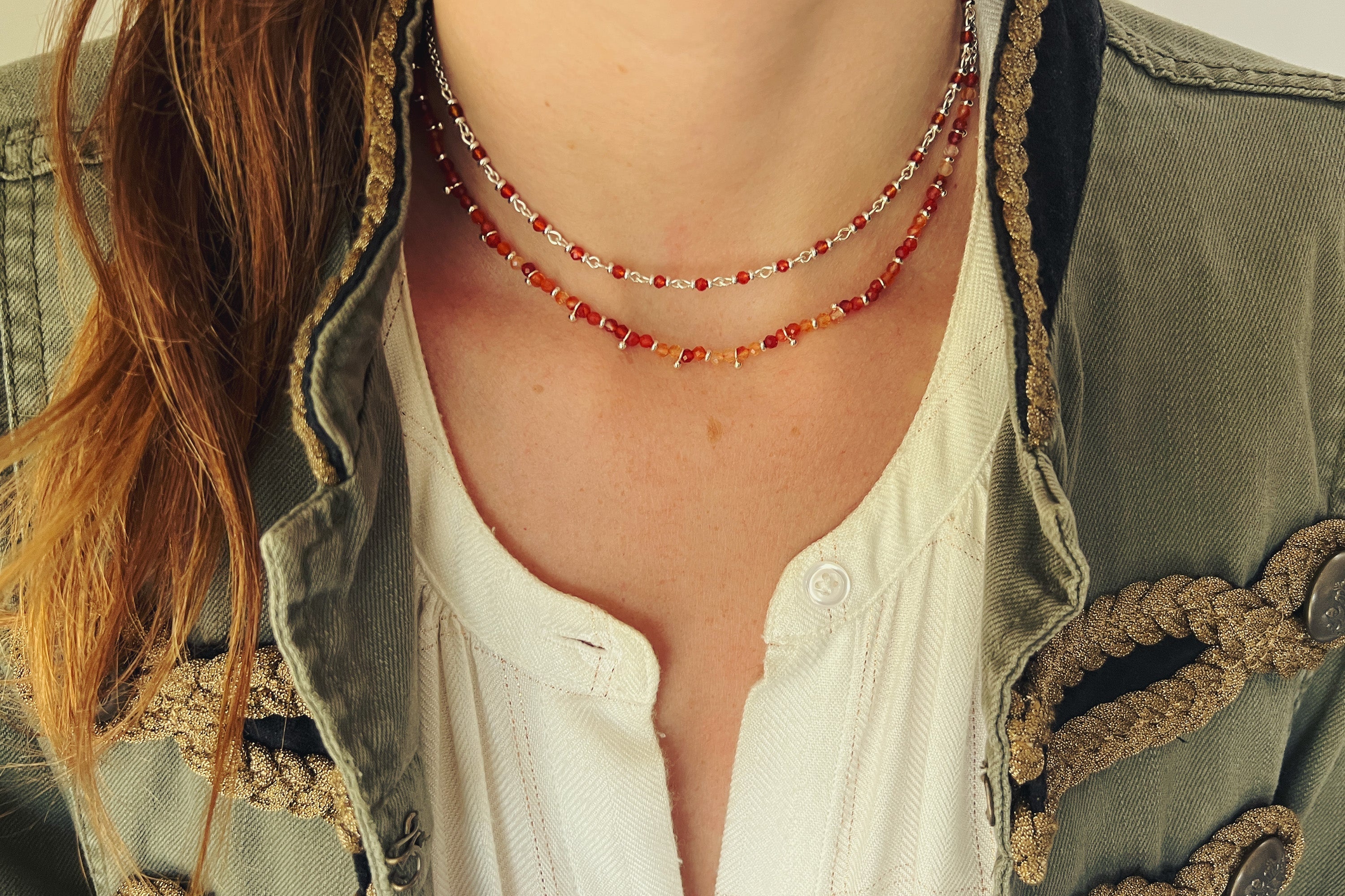 Panacea Carnelian Silver Gemstone Necklace - Boho Betty