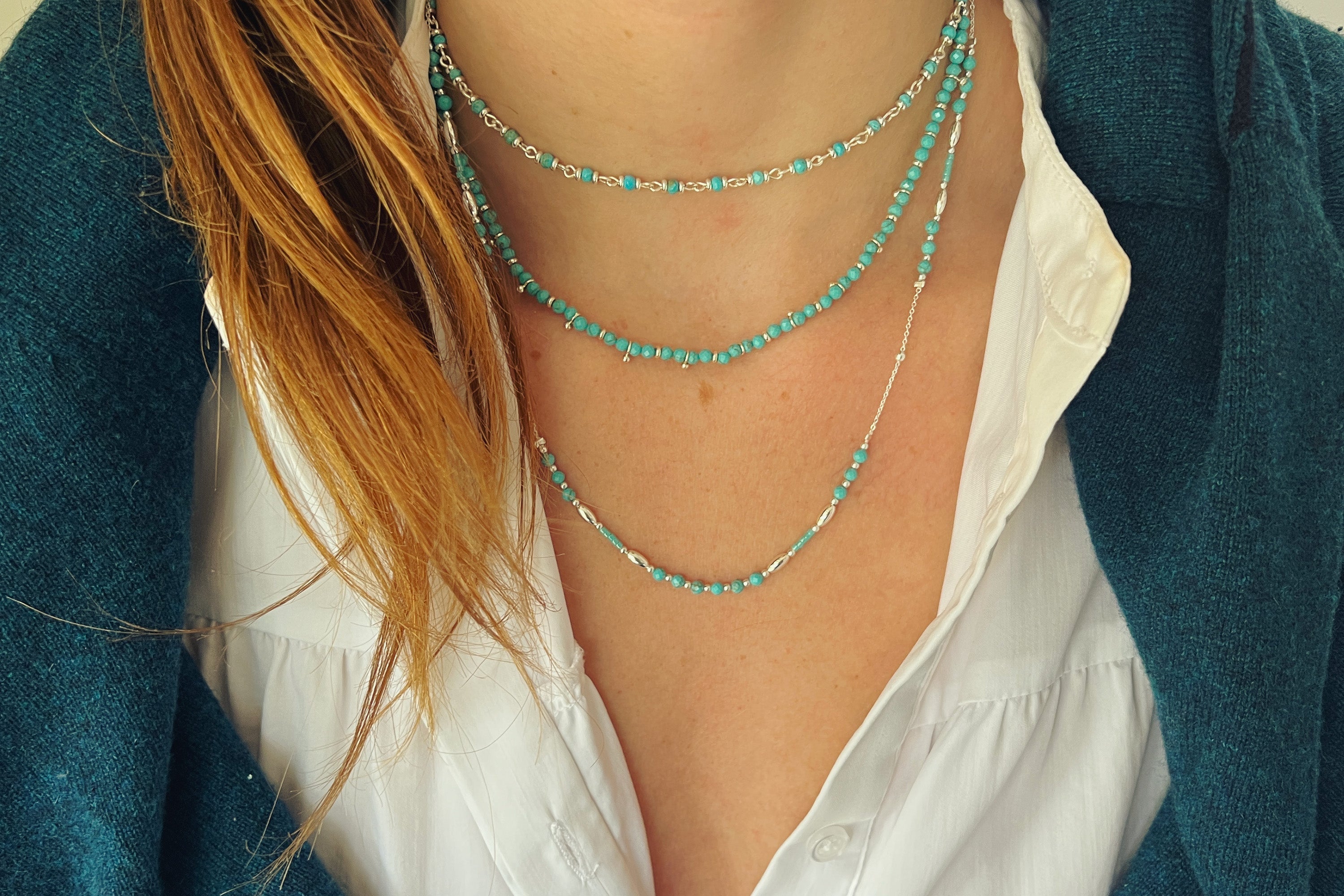 Horus Turquoise Silver Gemstone Necklace - Boho Betty
