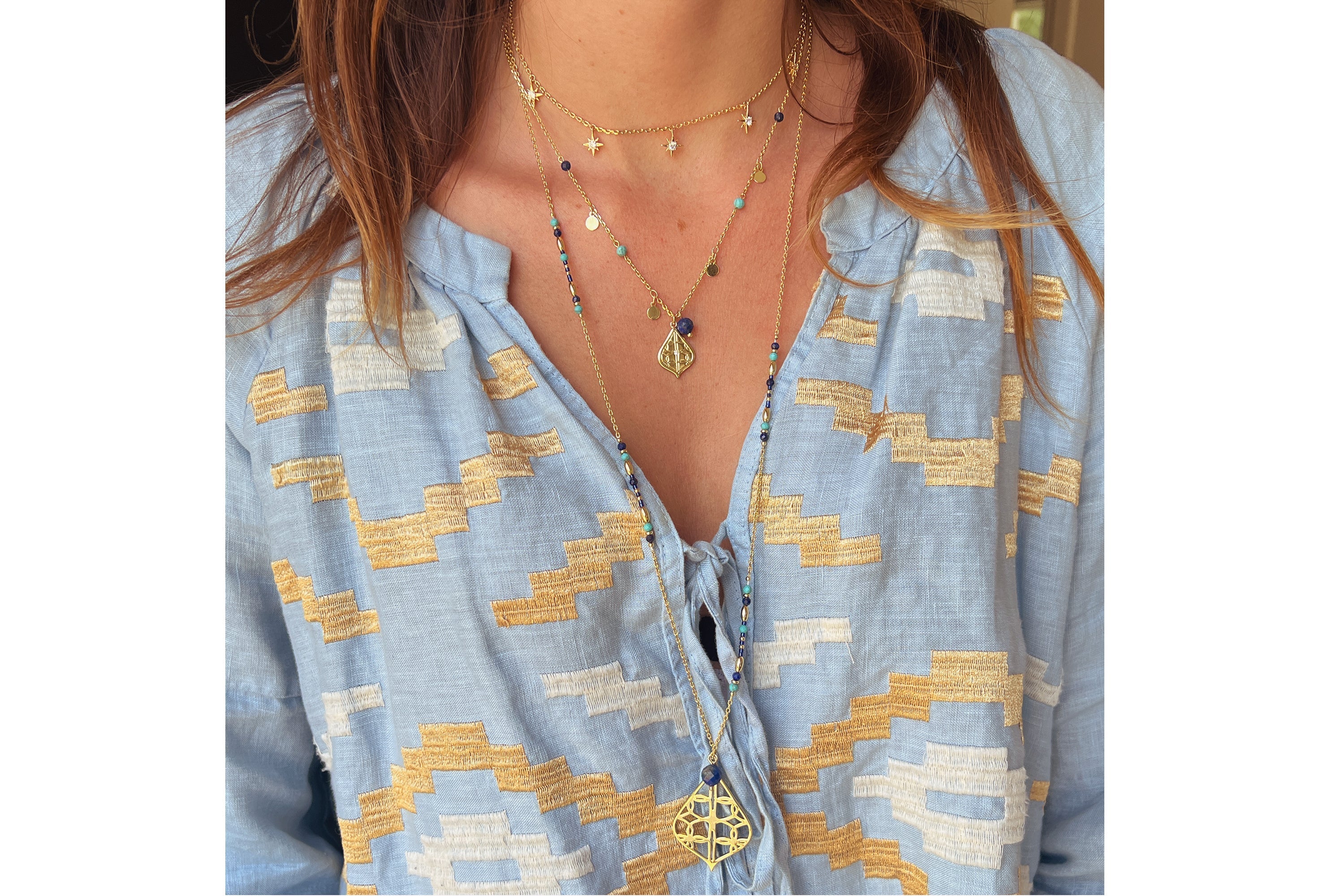 Nott Gold Pendant Multi Charm Necklace - Boho Betty