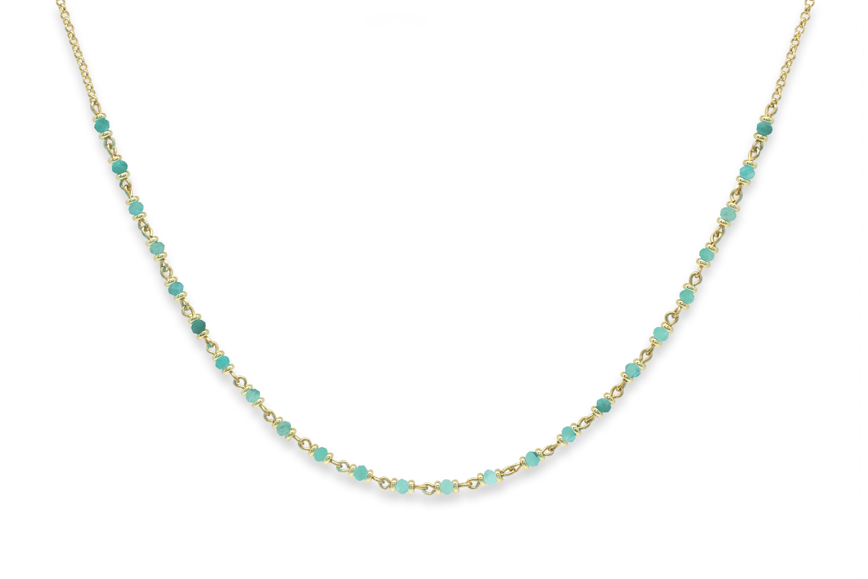 Panacea Amazonite Gold Gemstone Necklace - Boho Betty