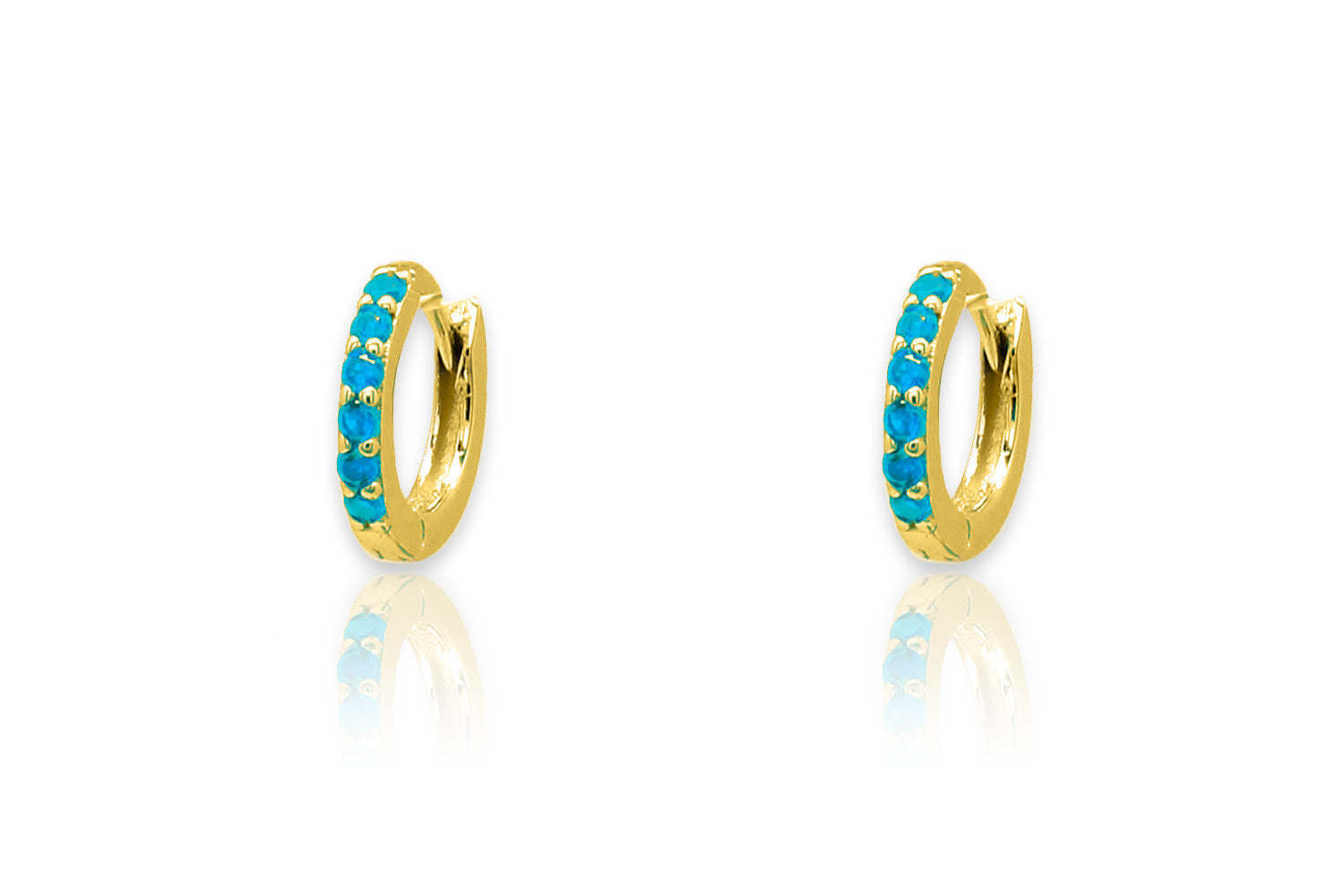 Reddy Turquoise Gold Huggie Earrings - Boho Betty