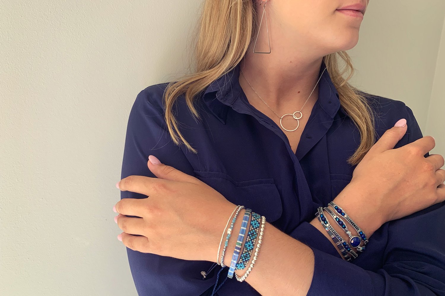 America Blue Lapis Lazuli & Semi Precious Stone Wrap Bracelet - Boho Betty USA