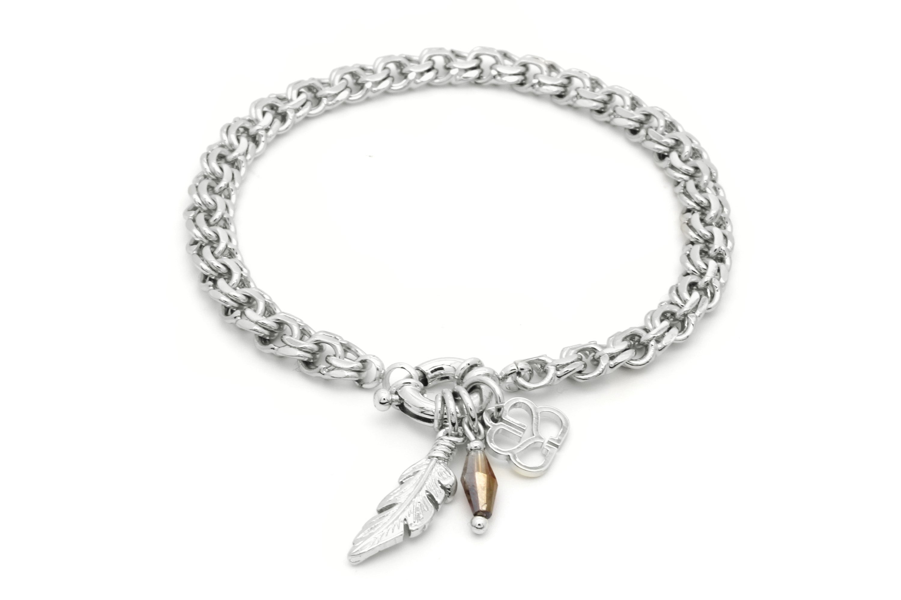 Signet Silver Charm Bracelet - Boho Betty