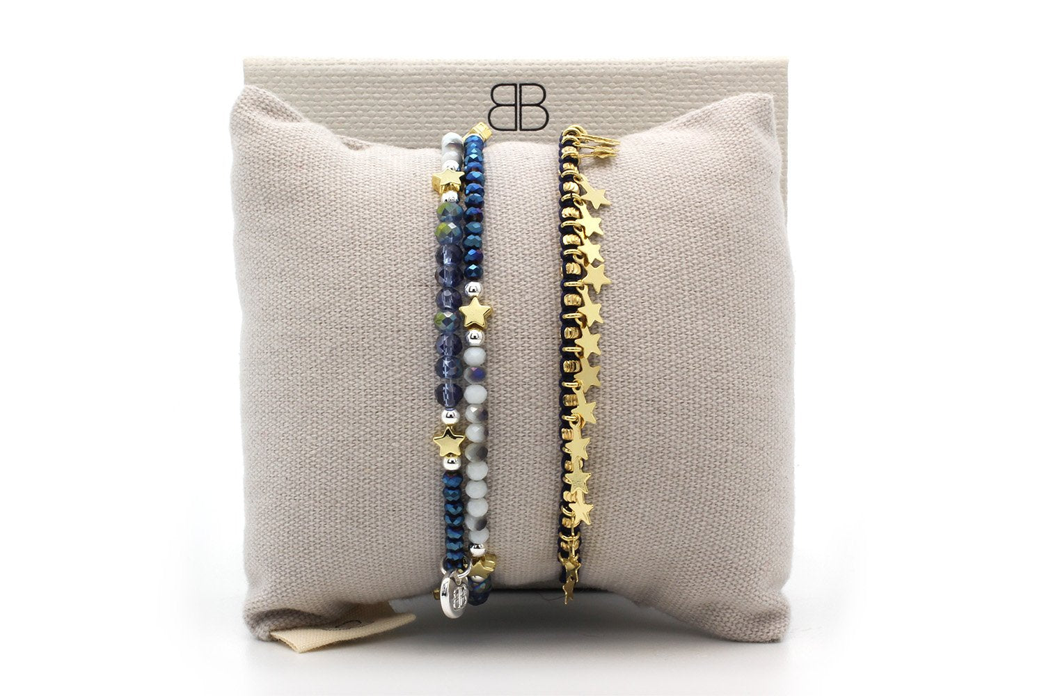 Segen Blue and Gold 2 Layer Bracelet Stack - Boho Betty