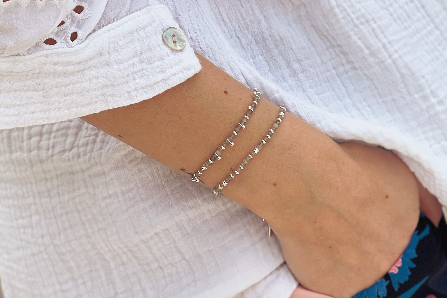 Serenity Labradorite Bracelet Stack - Boho Betty