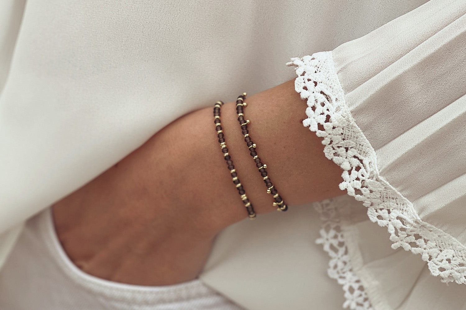 Serenity Smokey Quartz  Bracelet Stack - Boho Betty