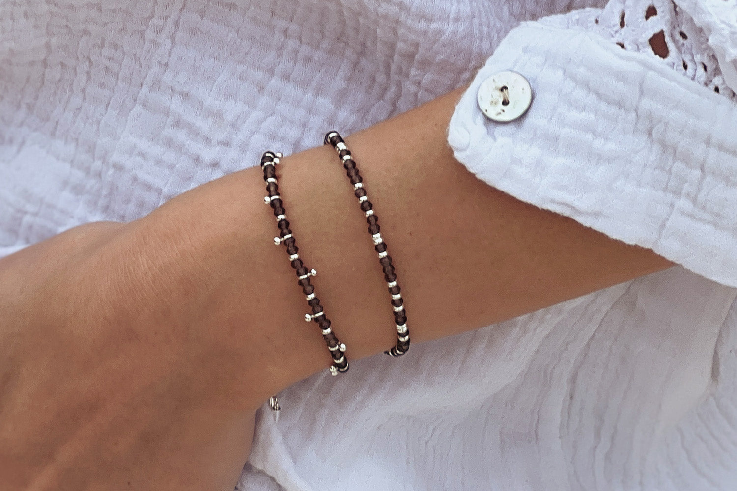 Serenity Smokey Quartz  Bracelet Stack - Boho Betty
