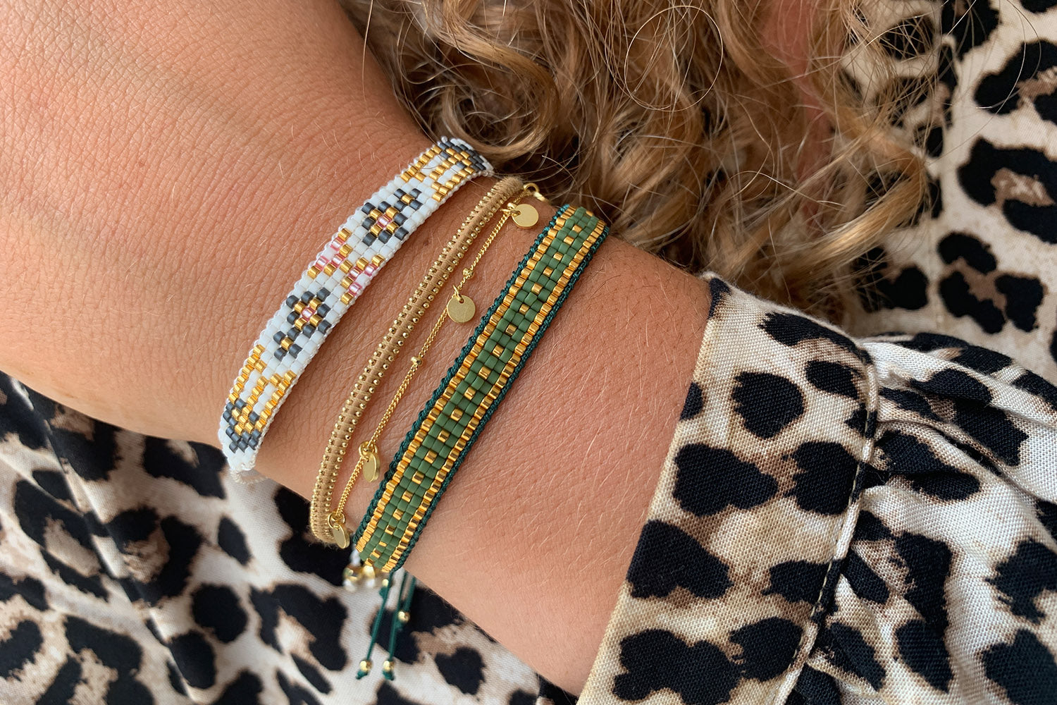 Euphonium Gold & Tan Woven Pull Through Bracelet - Boho Betty