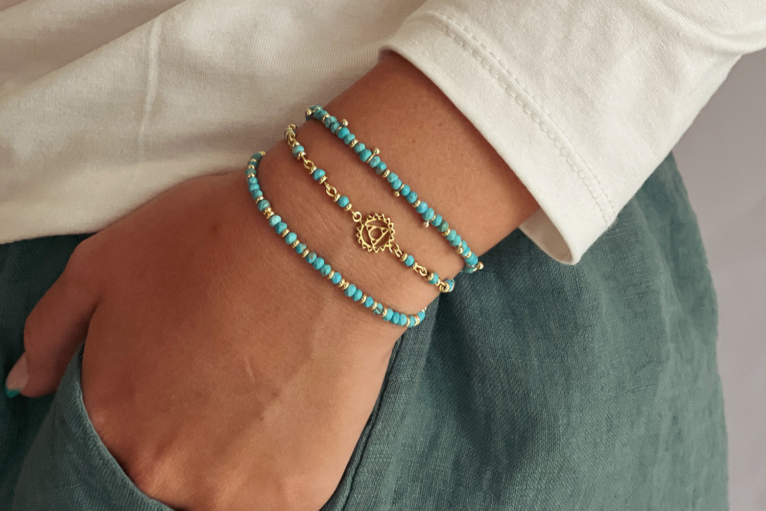 Harmony Turquoise Gold Bracelet - Boho Betty