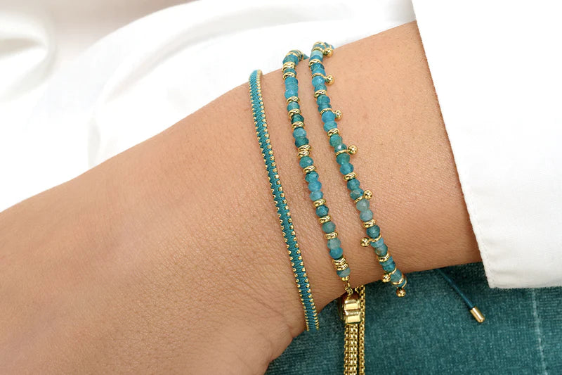 Euphonium Turquoise & Gold Woven Bracelet