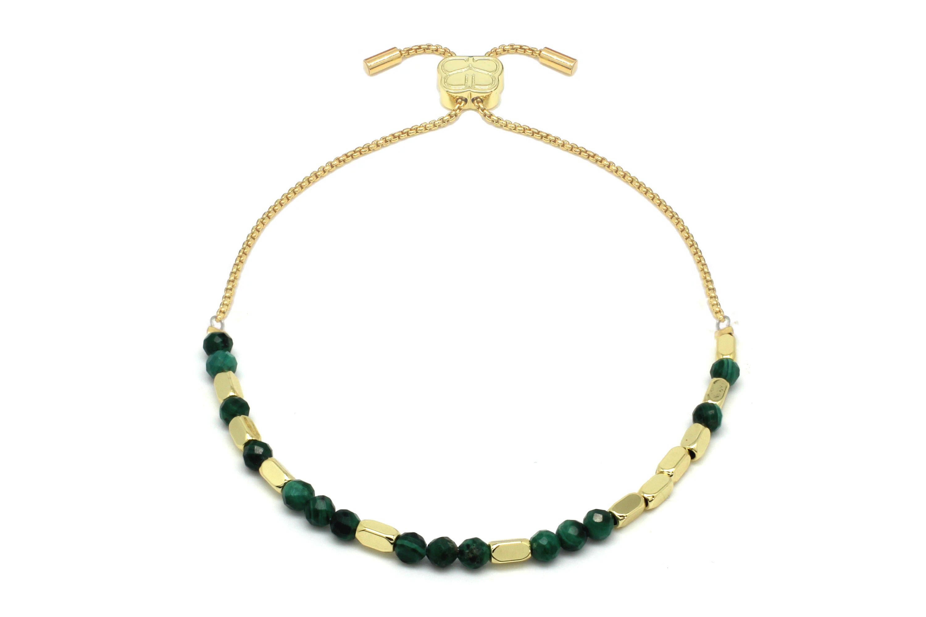 Morse Code Confidence Gemstone Gold Bracelet - Boho Betty