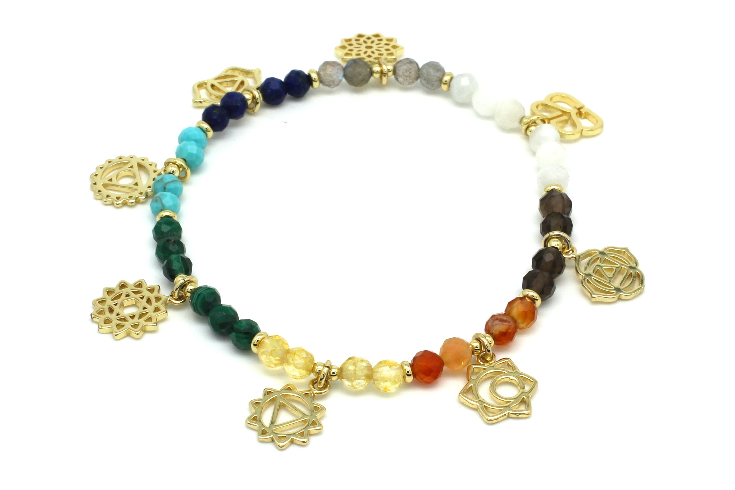 Copper + Chakra Bracelet, Balance Energy Centers of the Body. Colorful  Chakra Crystals. Adjustable Bracelet. 100