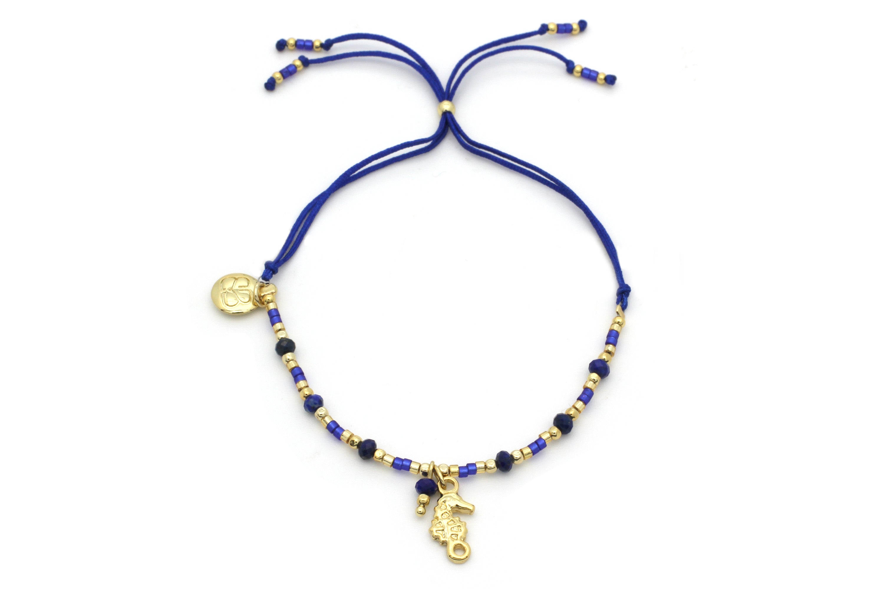 Seahorse Blue Charm Gemstone Bracelet - Boho Betty
