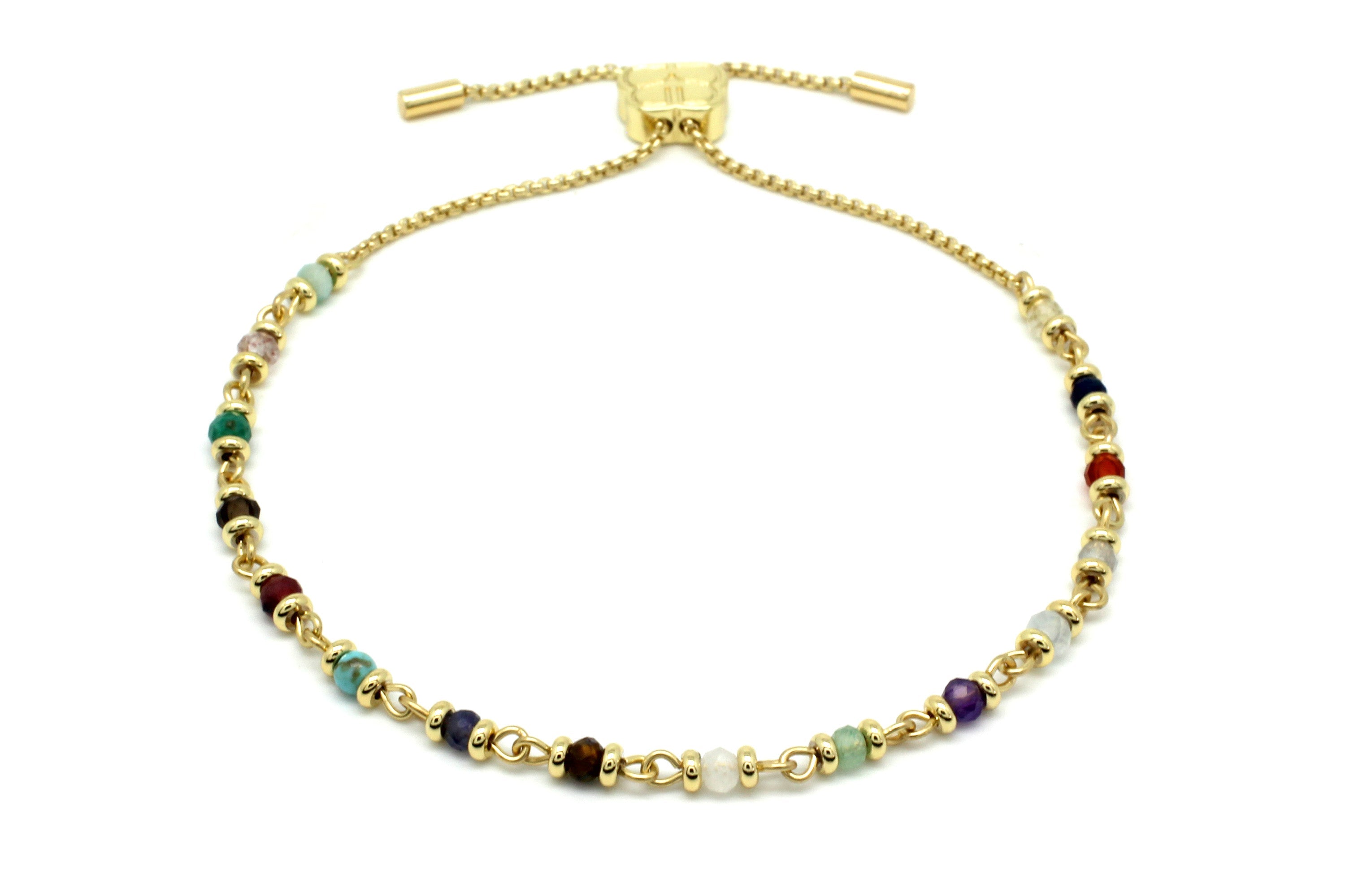 Vivid Multi Gold Gemstone Bracelet - Boho Betty