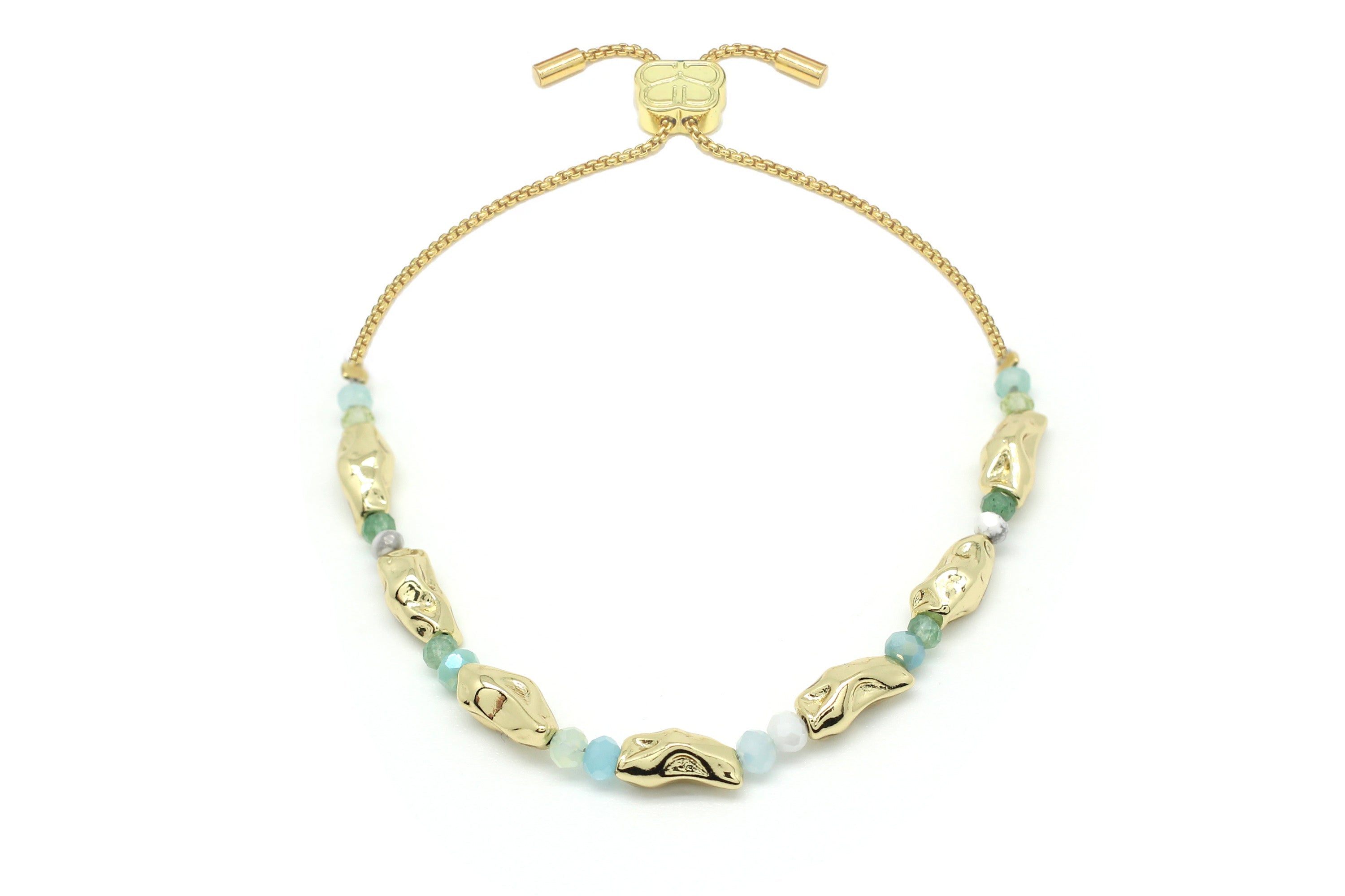Boulder Aqua Gemstone Gold Bracelet