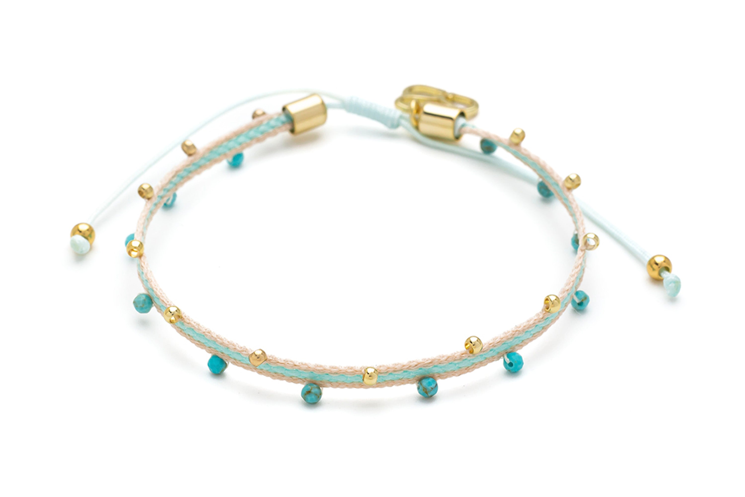 Nican Turquoise Gold Cord Bracelet