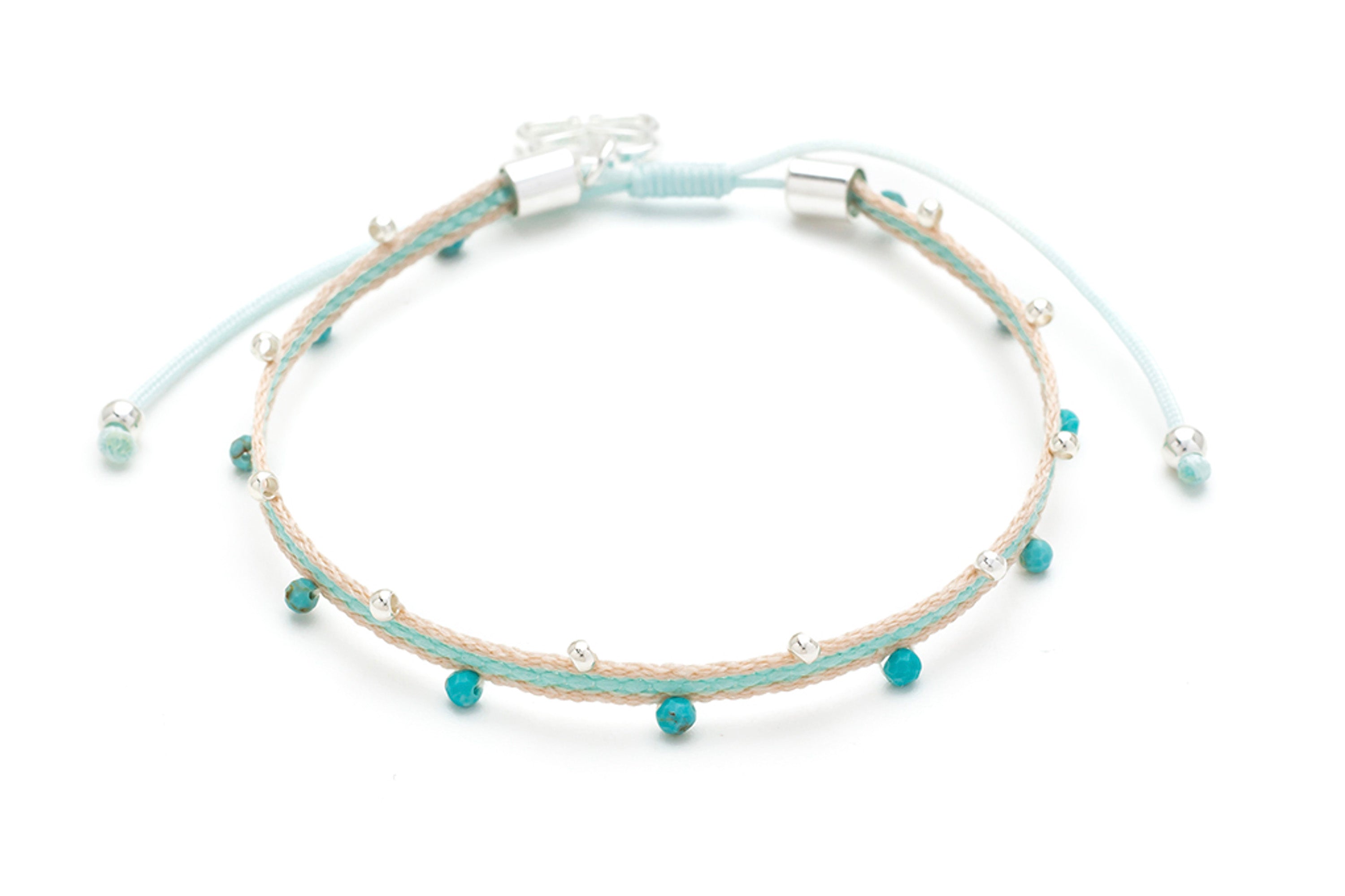 Nican Turquoise Silver Cord Bracelet